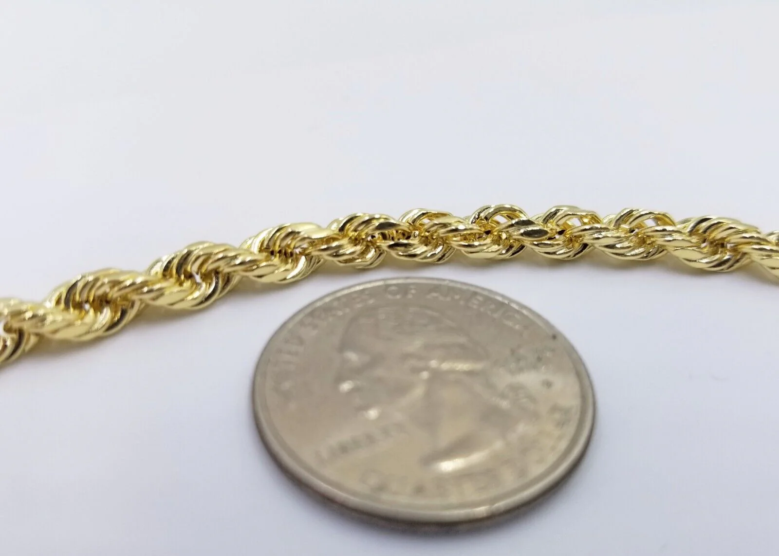 Real 14k Yellow Gold Necklace Rope Chain 5mm 20" inch 14kt Men's Chain For Charm - Image 6