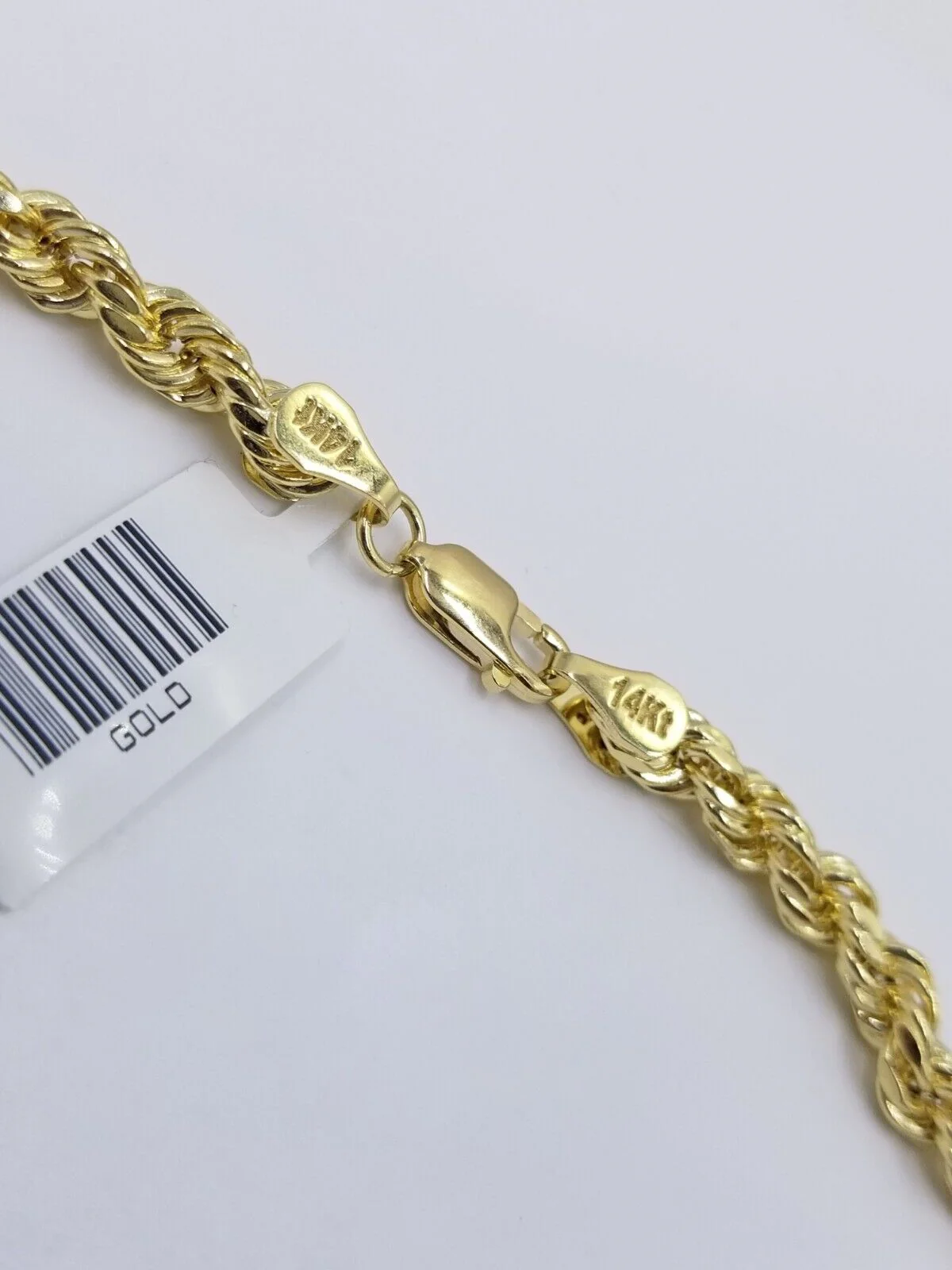 Real 14k Yellow Gold Necklace Rope Chain 5mm 20" inch 14kt Men's Chain For Charm - Image 7