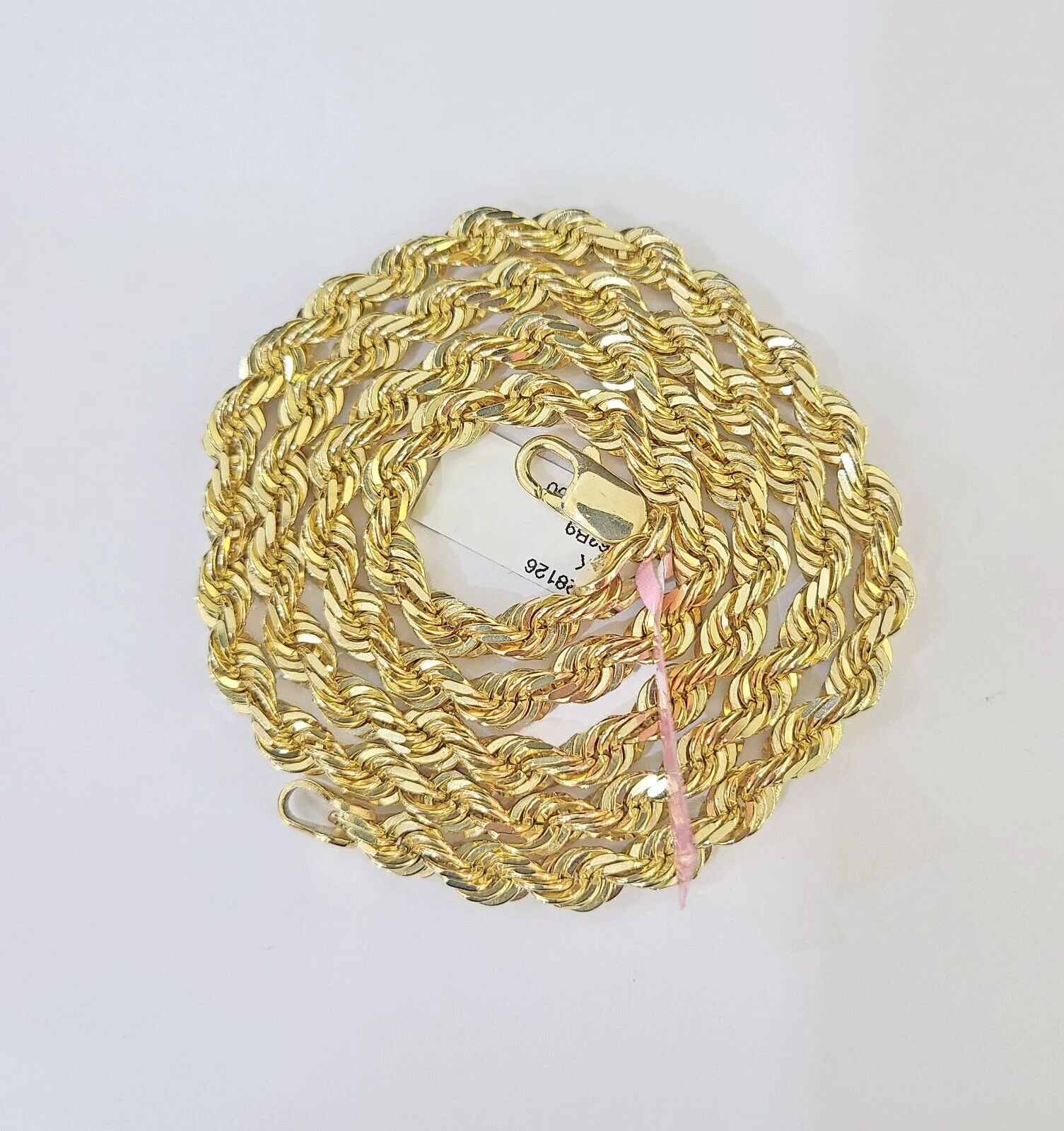 Real 14k Yellow Gold necklace Rope Chain 5mm 22 inch Diamond cut Genuine Solid - Image 4