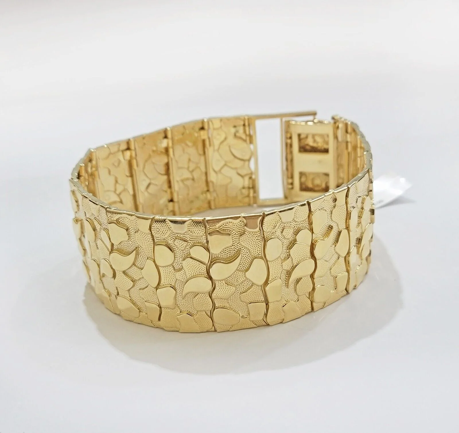 Real 14k Yellow Gold Nugget Bracelet 10 Inch Long 30mm Thick Genuine 14 KT Solid - Image 2