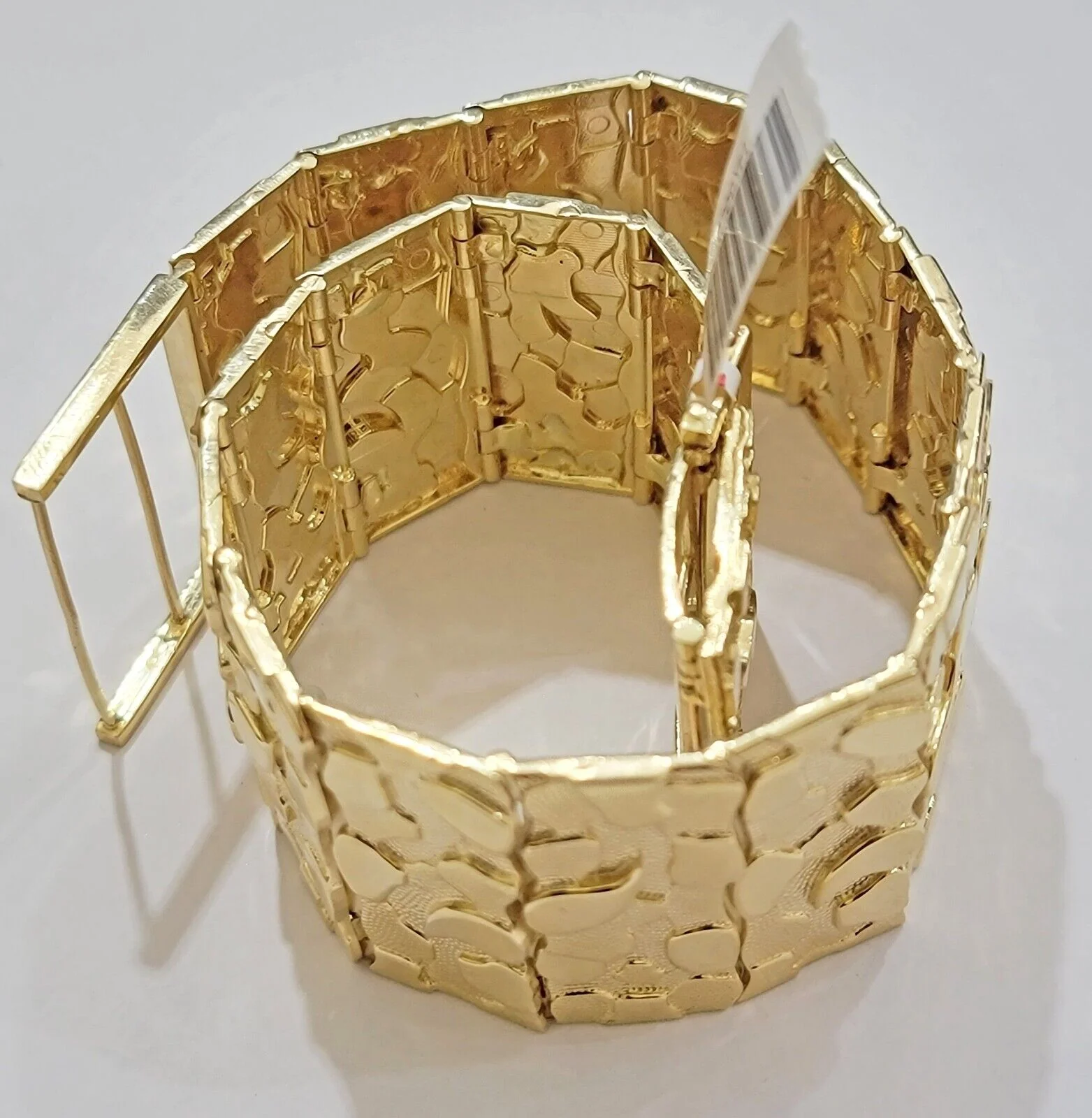 Real 14k Yellow Gold Nugget Bracelet 10 Inch Long 30mm Thick Genuine 14 KT Solid - Image 5