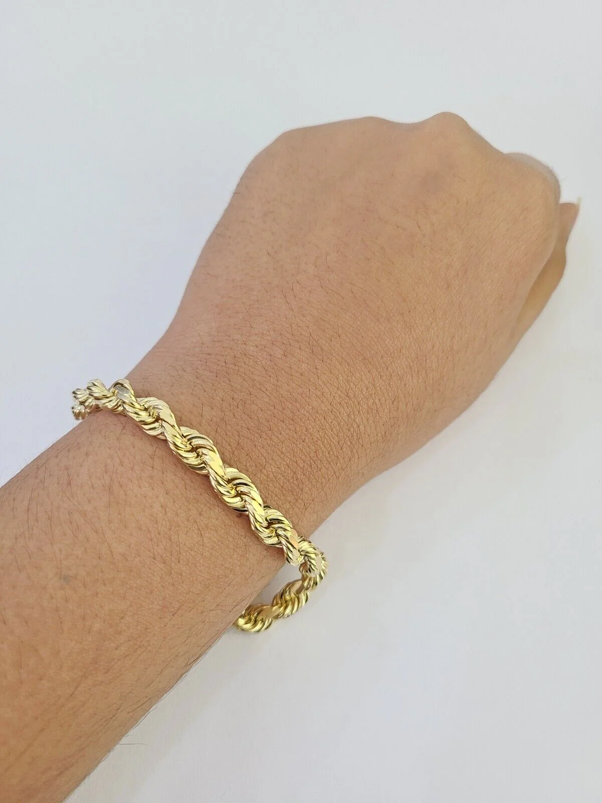 Real 14k Yellow Gold Rope Bracelet Solid 7mm 7'' Inches New 14KT
