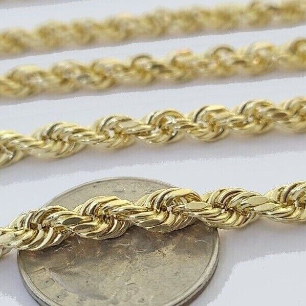 Real 14K Yellow Gold Rope Chain 2.5-5mm Necklace 18-26 Inches Lobster Lock - Image 5