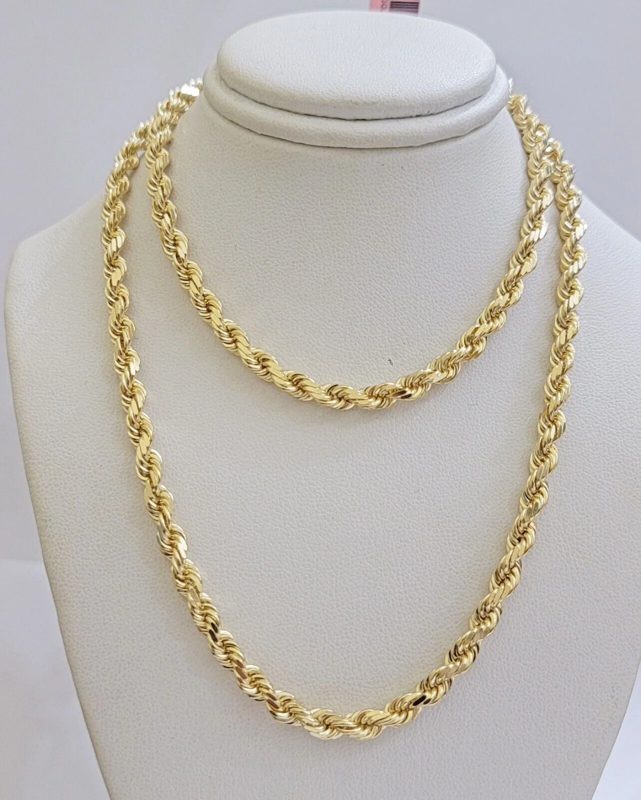 Real 14k Yellow Gold Rope Chain 28 Inch Necklace 4.5mm Diamond Cut SOLID 14K Men - Image 2