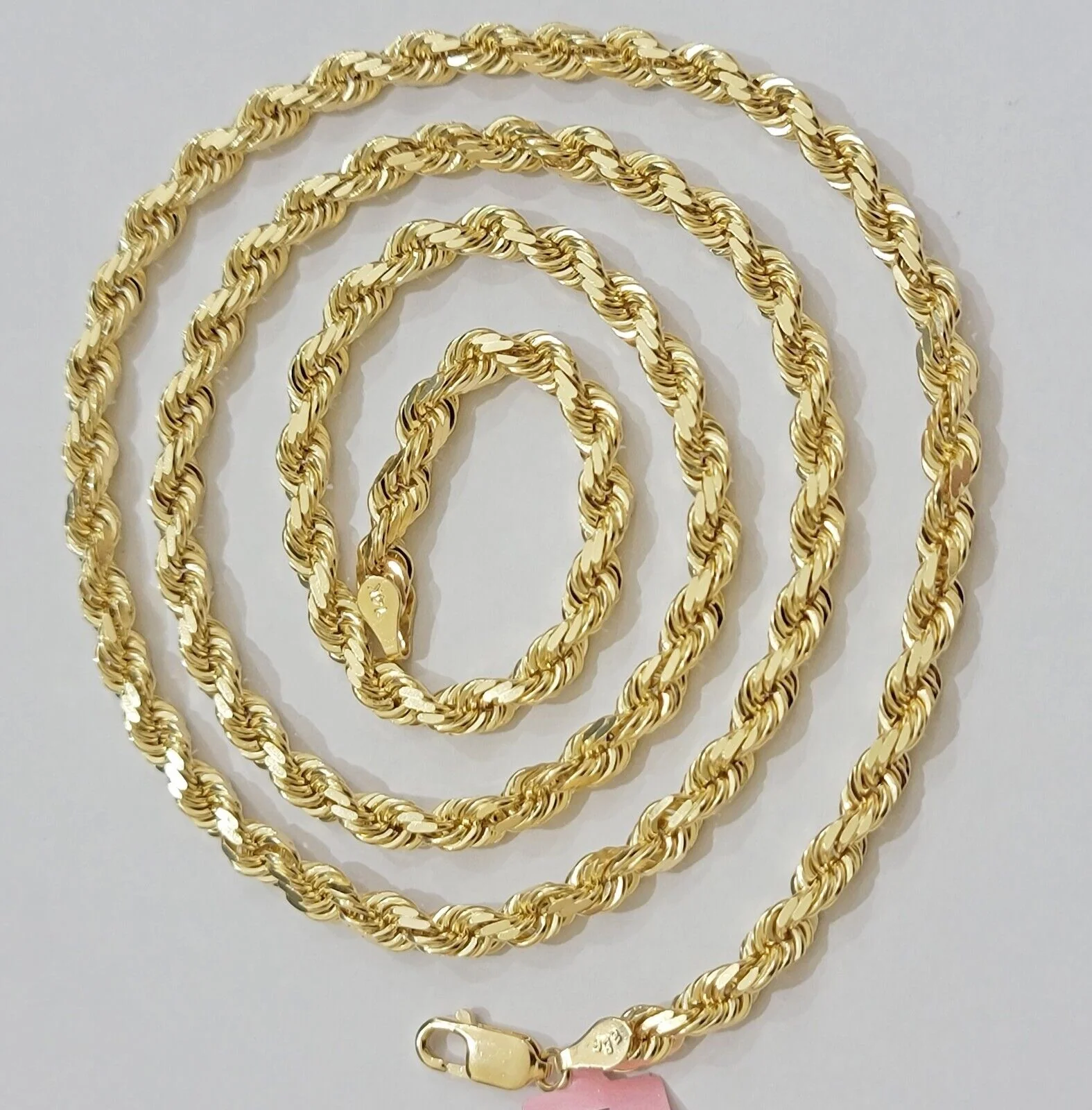 Real 14k Yellow Gold Rope Chain 28 Inch Necklace 4.5mm Diamond Cut SOLID 14K Men - Image 5