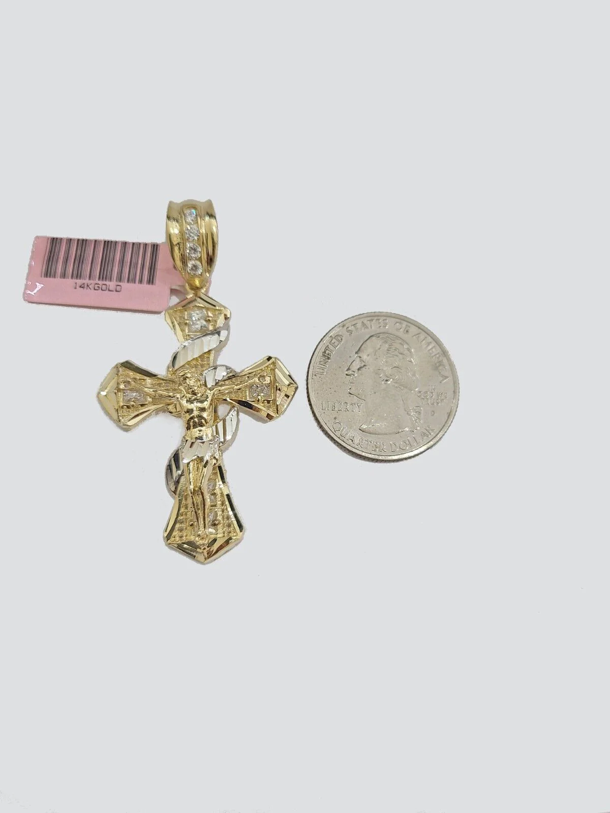 Real 14k Yellow Gold Rope Chain 5mm 26'' Necklace Jesus Cross Charm Pendant 14kt - Image 2