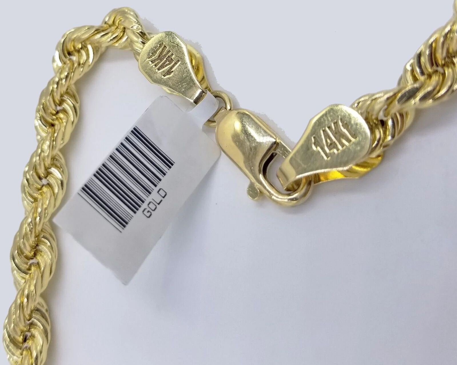 Real 14k Yellow Gold Rope Chain 6.5mm 24" inch Long 14kt Men's Necklace - Image 7