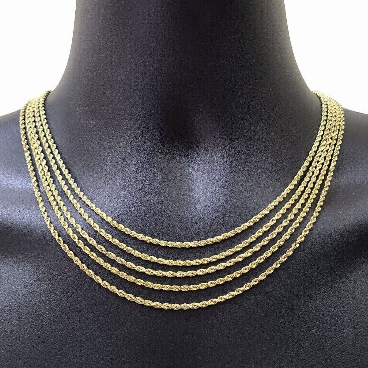 Real 14k Yellow Gold Rope Chain Necklace 2.5mm 18-30 Inch Diamond Cut 14kt