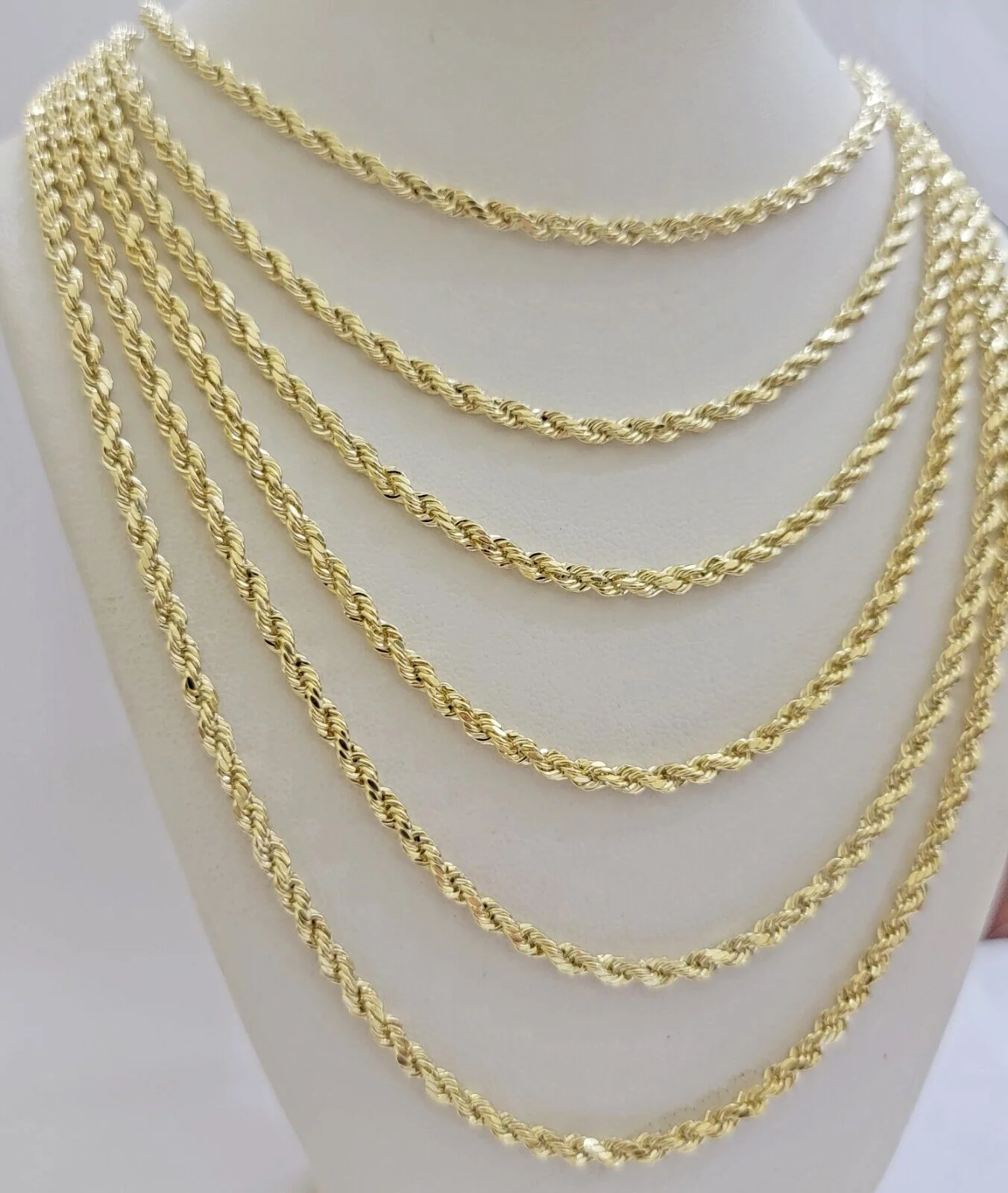 Real 14k Yellow Gold Rope chain necklace 2.5mm 3mm 4mm 5mm 18-26 Inch Men women - Image 11