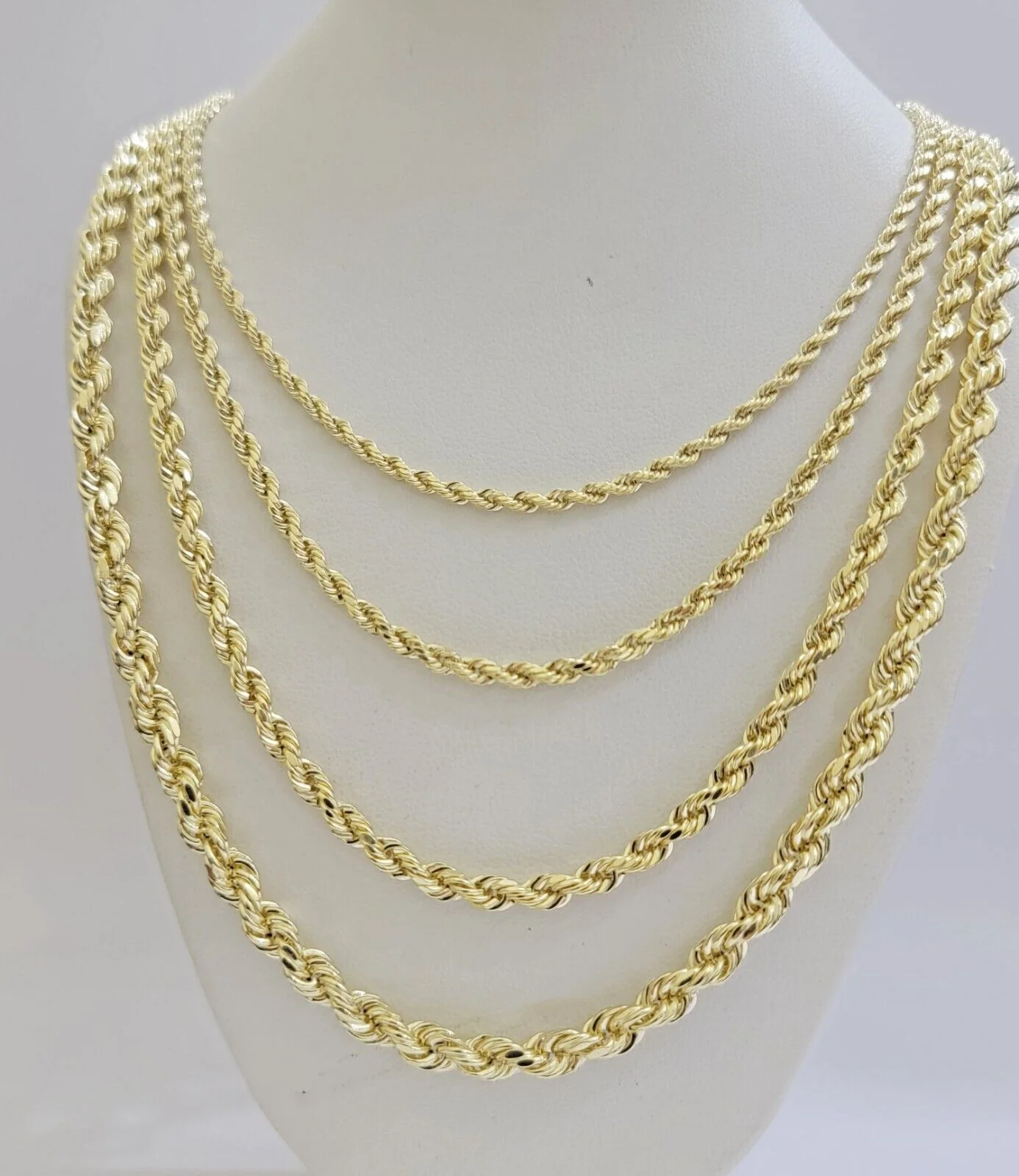 Real 14k Yellow Gold Rope chain necklace 2.5mm 3mm 4mm 5mm 18-26 Inch Men women - Image 18