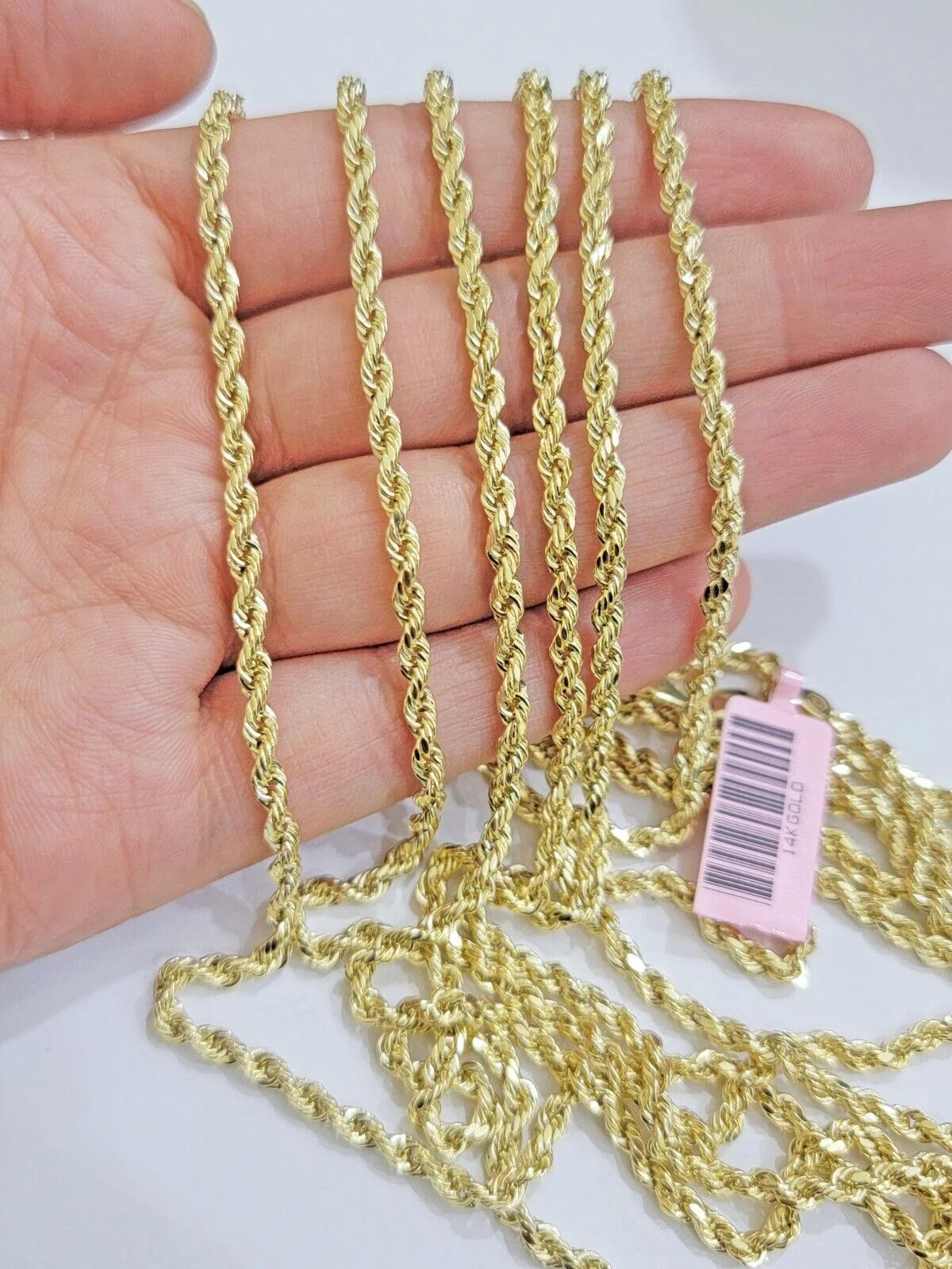 Real 14k Yellow Gold Rope chain necklace 2.5mm 3mm 4mm 5mm 18-26 Inch Men women - Image 2