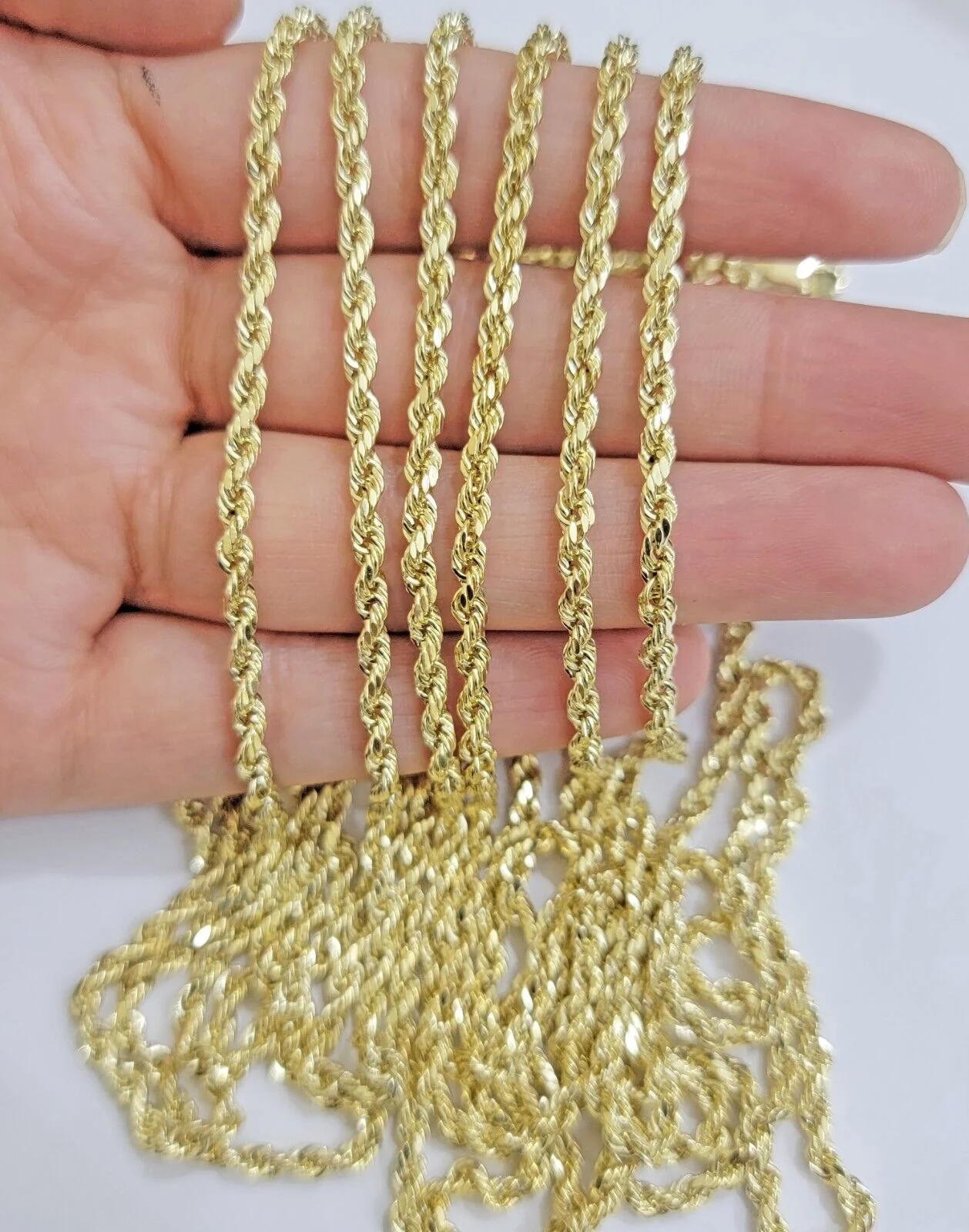 Real 14k Yellow Gold Rope chain necklace 2.5mm 3mm 4mm 5mm 18-26 Inch Men women - Image 4