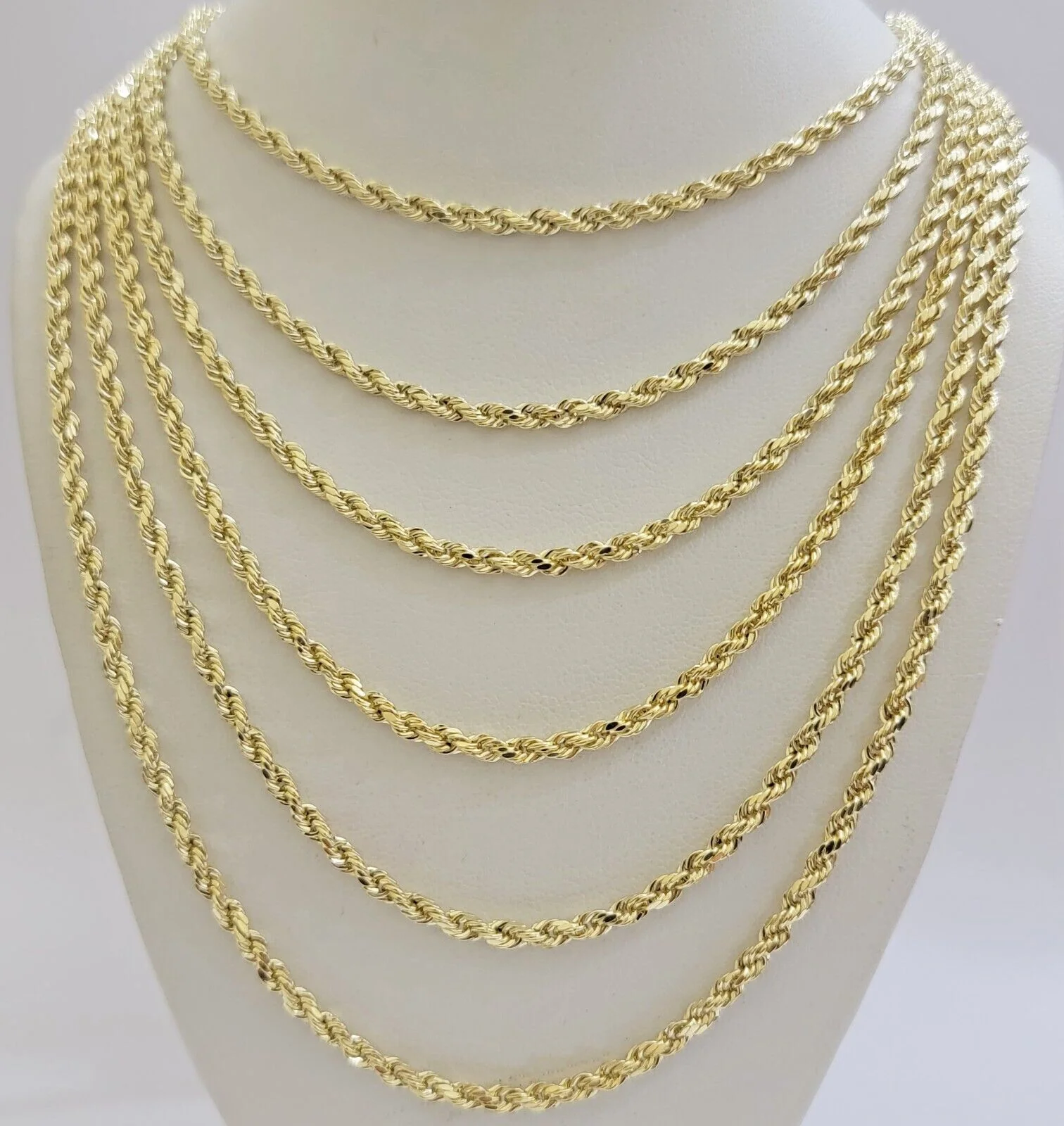 Real 14k Yellow Gold Rope chain necklace 2.5mm 3mm 4mm 5mm 18-26 Inch Men women - Image 7