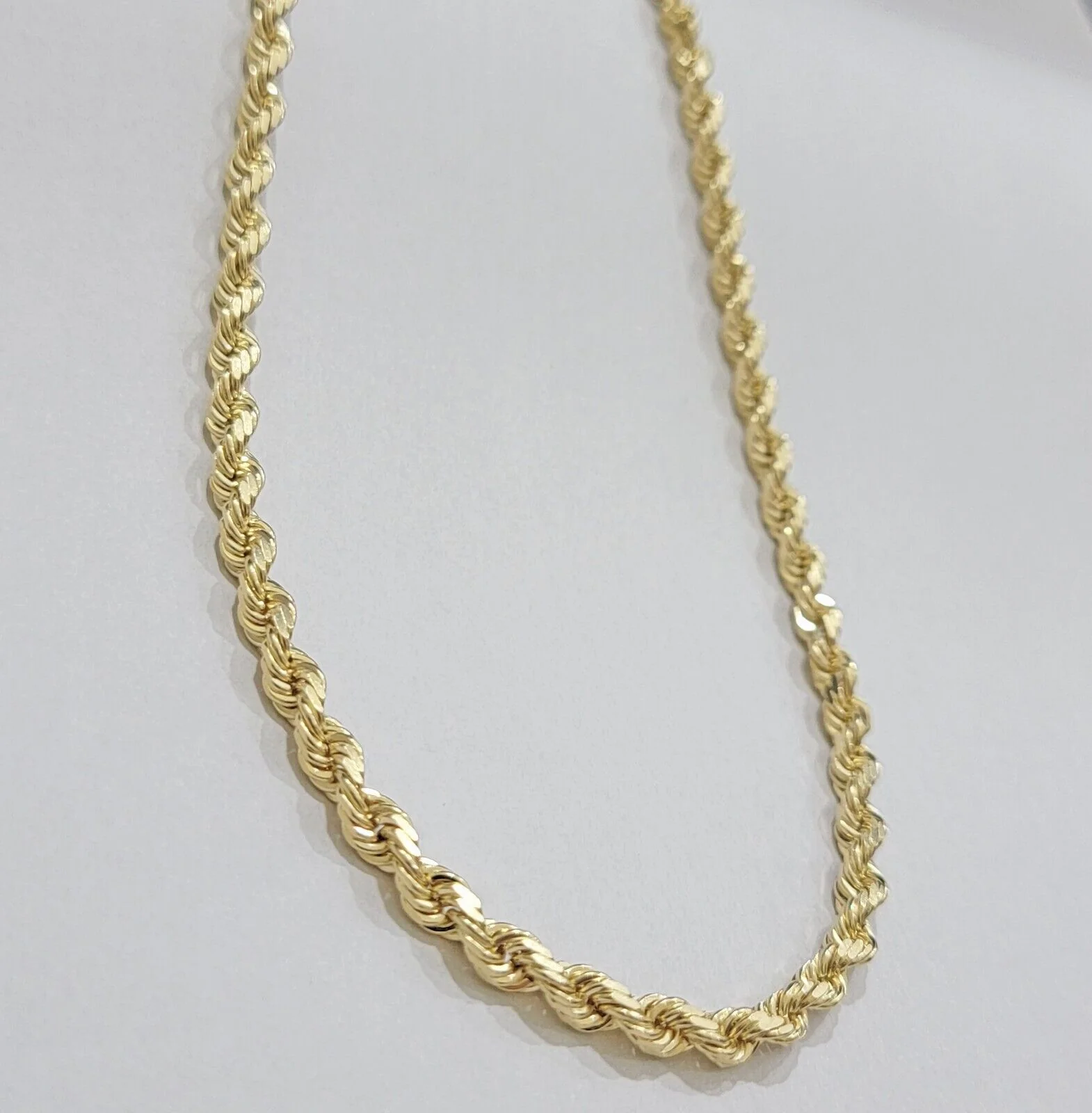 Real 14k Yellow Gold Rope Chain Necklace 24 Inch 4.5mm Diamond Cuts SOLID 14 KT - Image 6