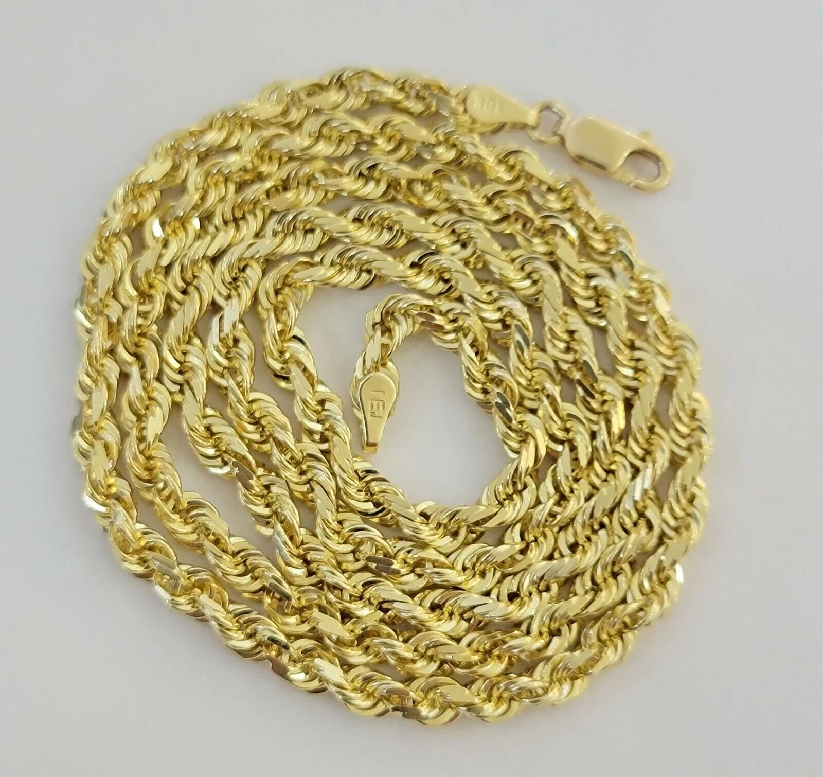 Real 14k Yellow Gold Rope Chain Necklace 28 Inch 3mm Diamond Cut Men Women SOLID - Image 3