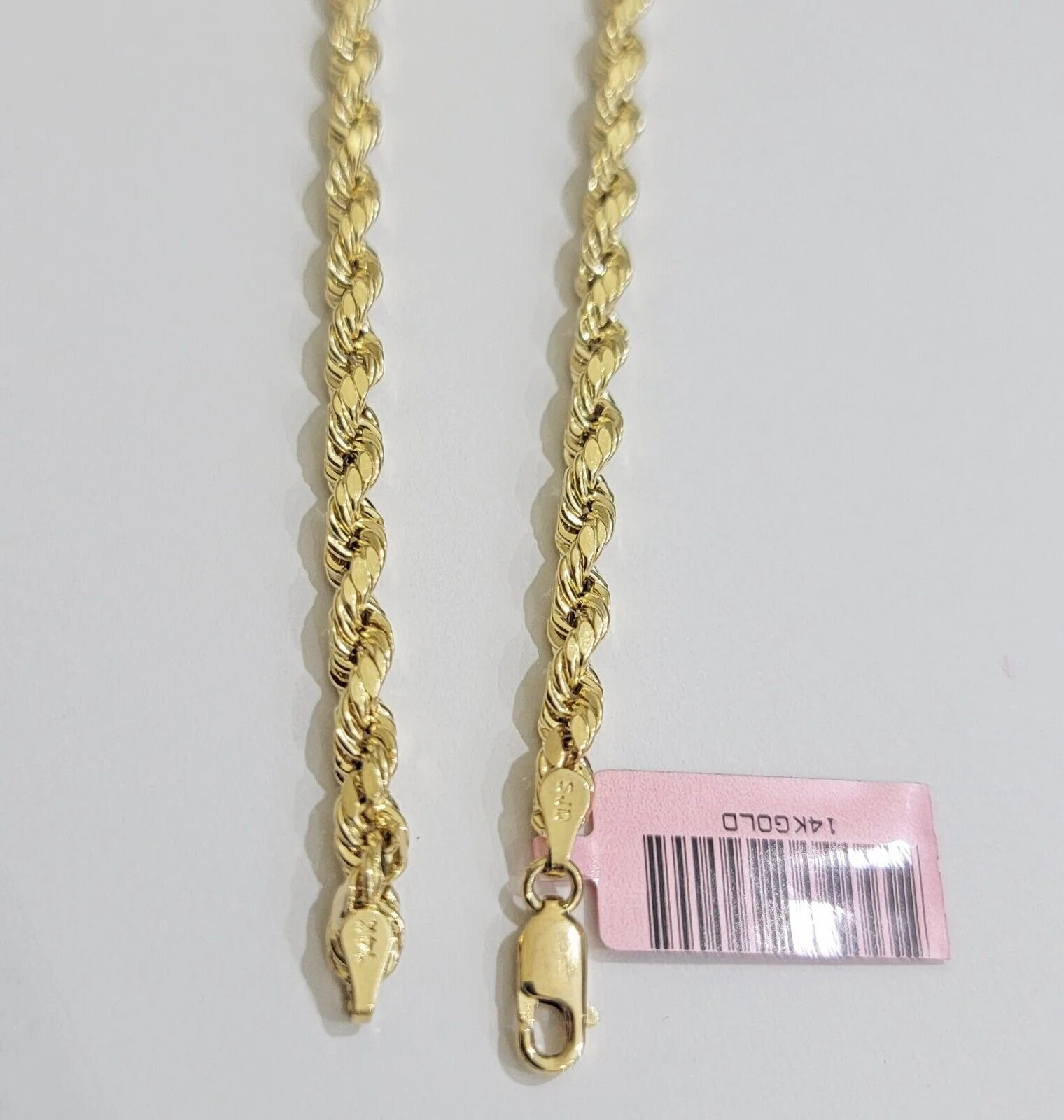 Real 14k Yellow Gold Rope Chain Necklace 4mm 18-26 Inch Diamond Cut Mens 14kt - Image 3