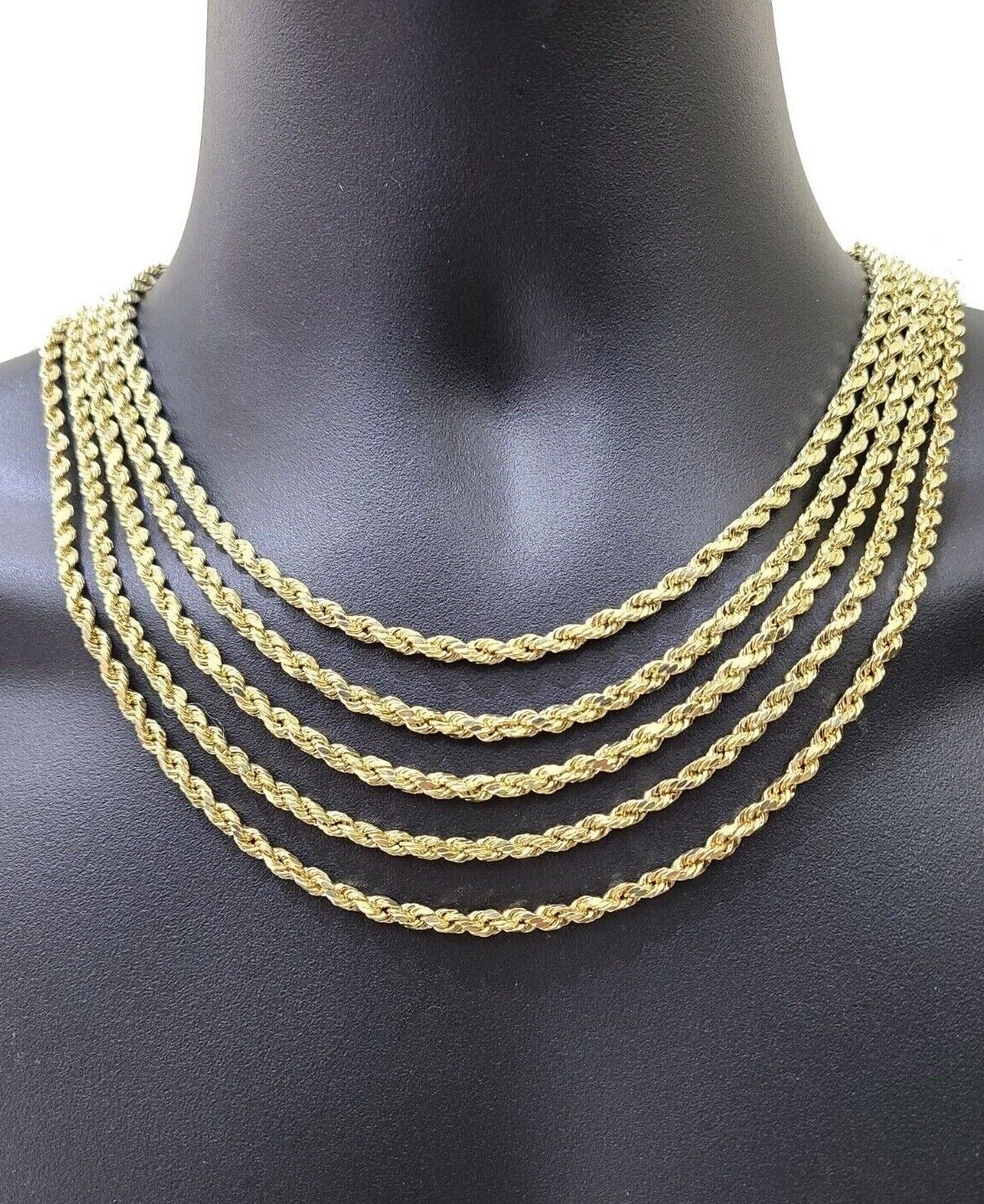 Real 14k Yellow Gold Rope Chain Necklace 4mm 18-26 Inch Diamond Cut Mens 14kt - Image 4