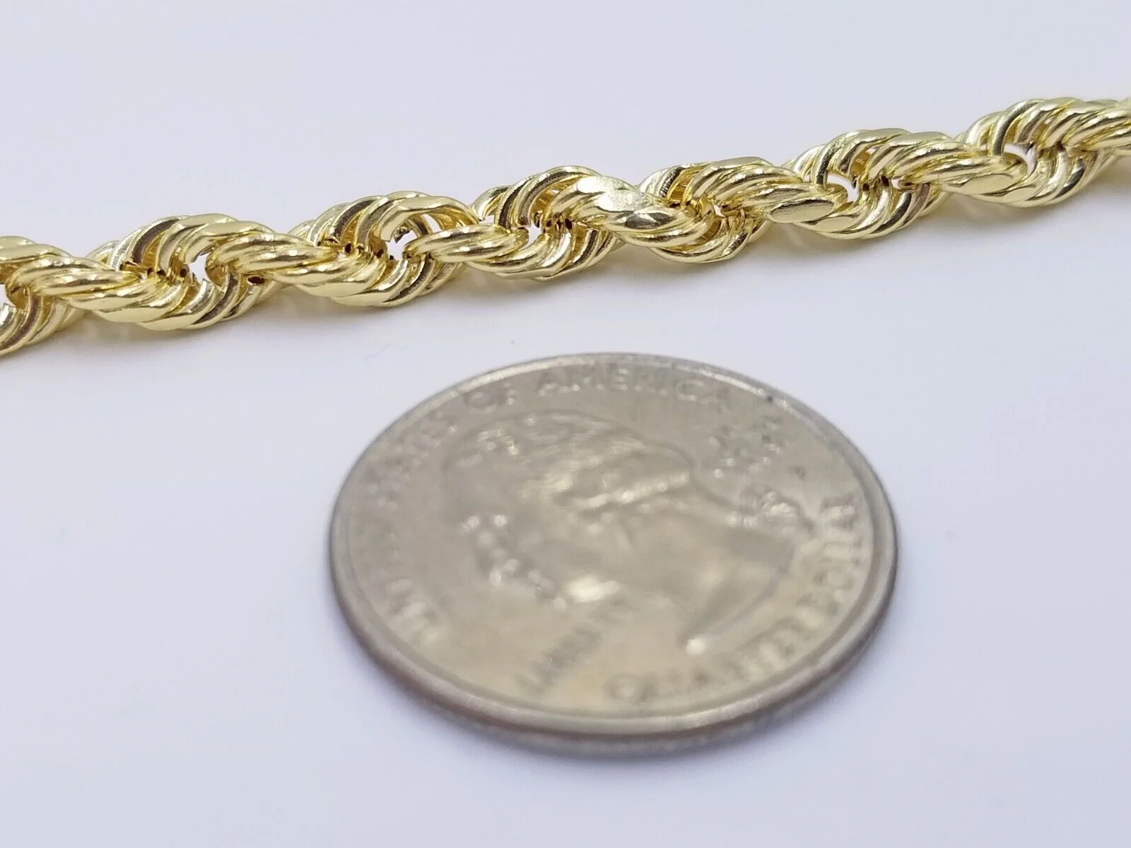 Real 14K Yellow Gold Rope Chain Necklace 5mm 22" 24" 26" inch for Men, Lobster - Image 6