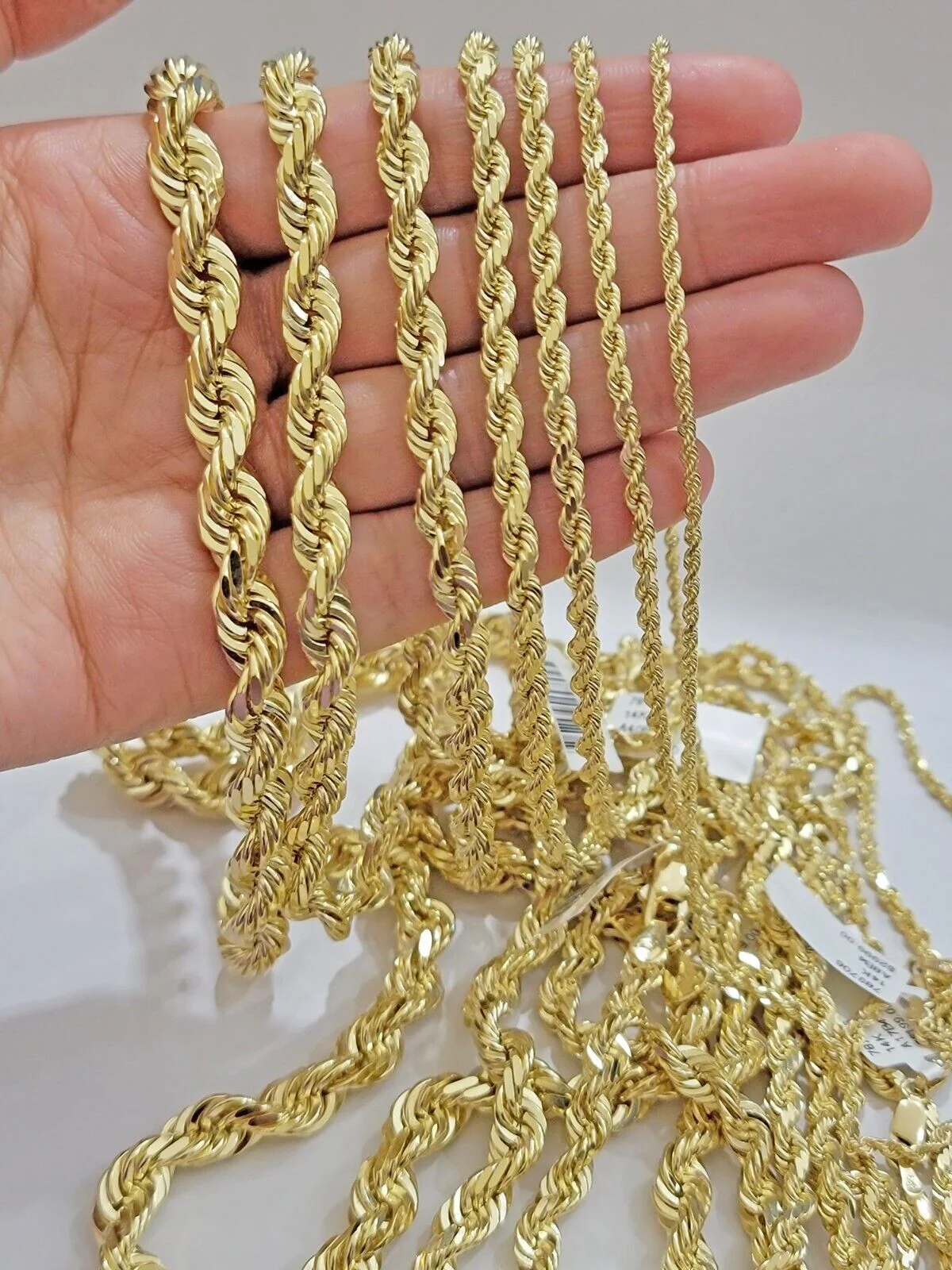Real 14k Yellow Gold Rope Chain Solid Necklace 2mm-10mm 18"-30" Diamond Cut 14k - Image 4