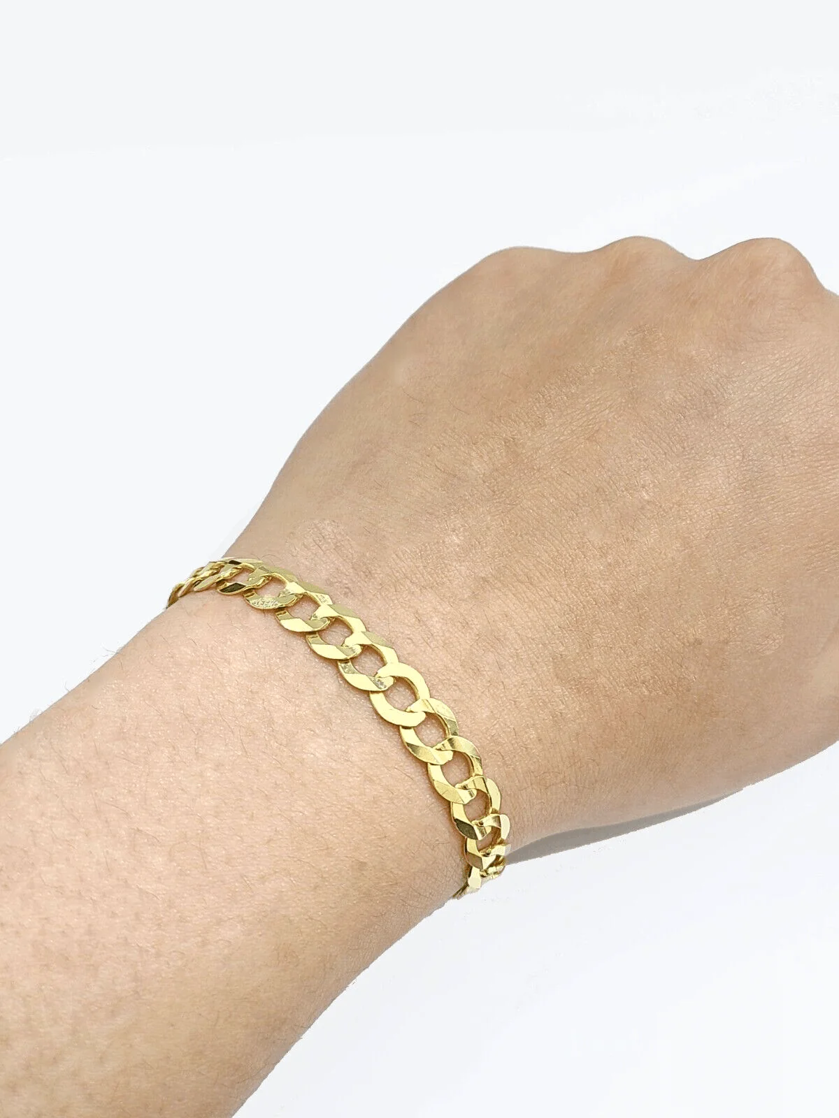 Real 14k Yellow Solid  Gold 7mm Cuban Curb Link Bracelet 7'' inch 14kt Unisex - Image 2