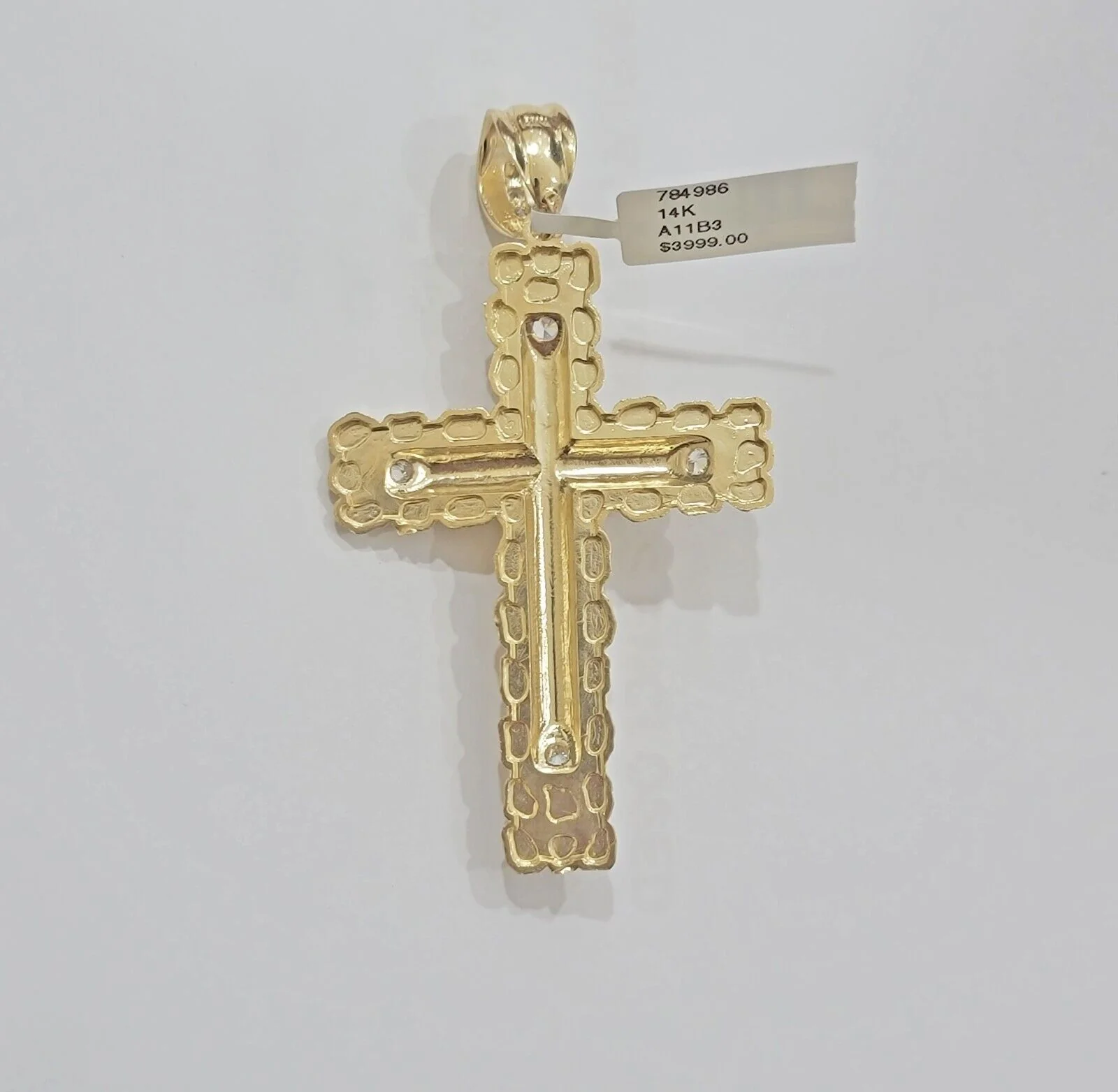 Real 14kt Gold Cross Charm Pendant Jesus Crucifix 3" Yellow Gold For Men's Chain - Image 7