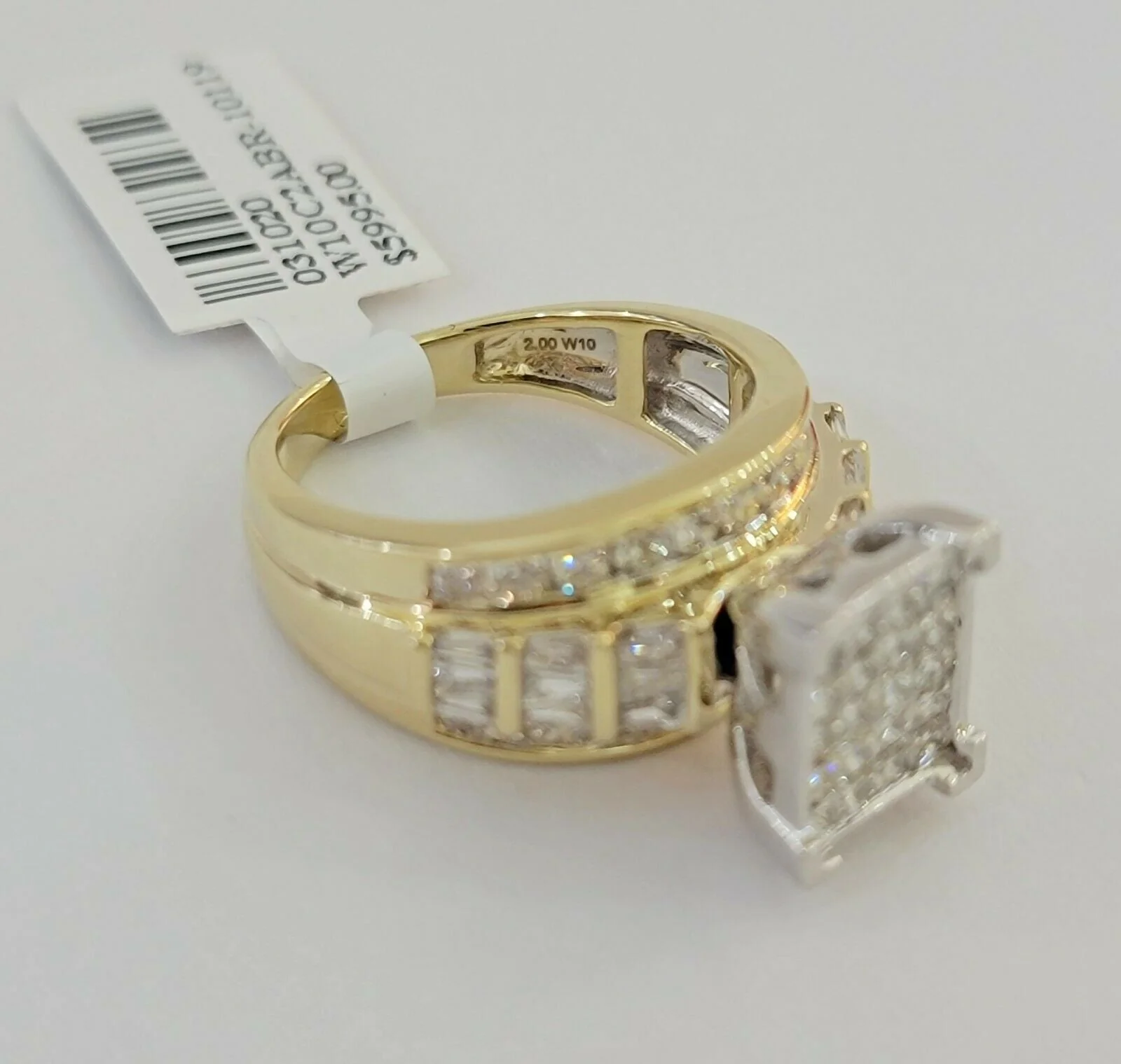 Real 14kt Gold Diamond Ladies Ring 2CT Princess Cut Baguette Round, Yellow Gold - Image 6