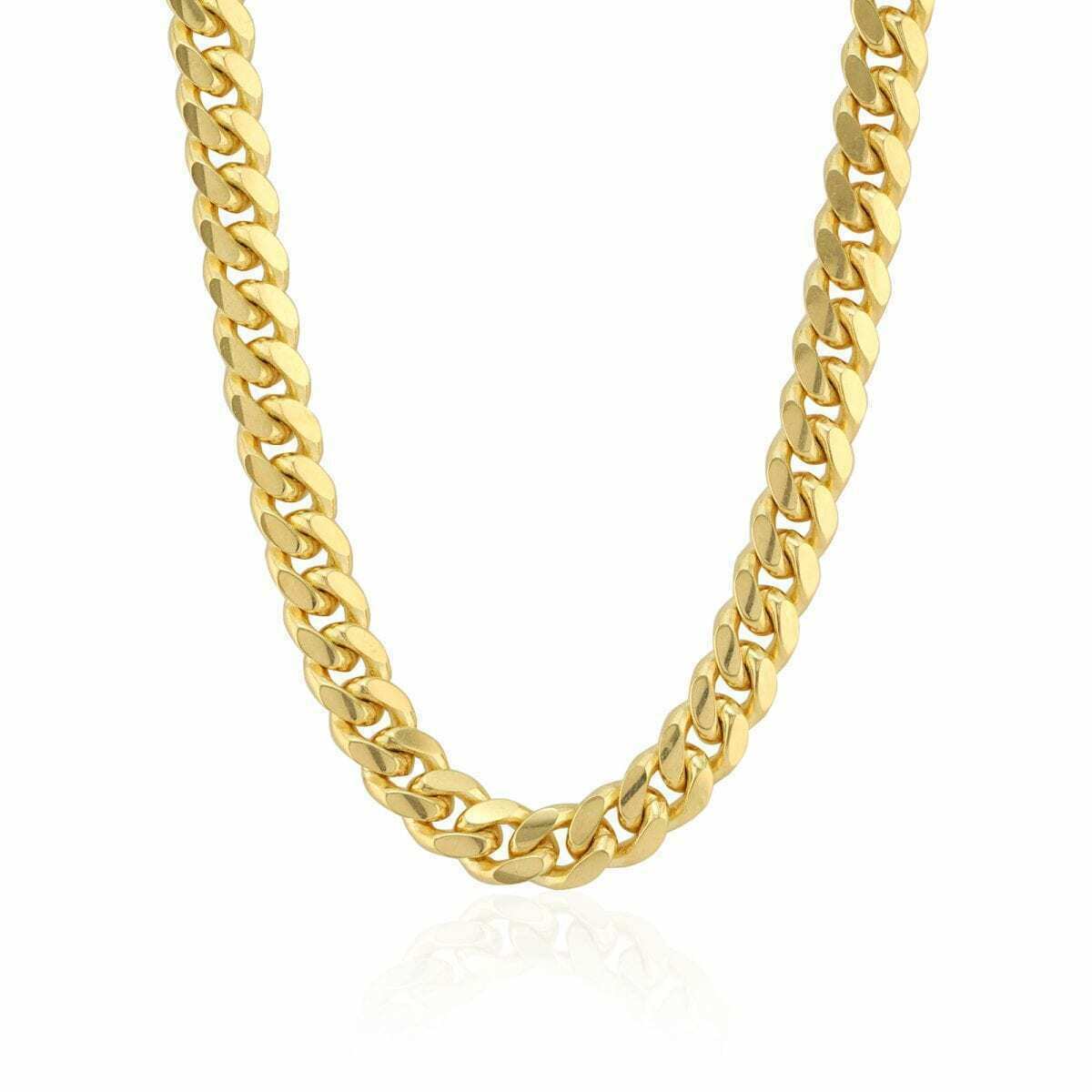 Real 14kt Gold Necklace Miami Cuban Link chain 7MM 18"-30" 14k Yellow Gold,Clasp - Image 3