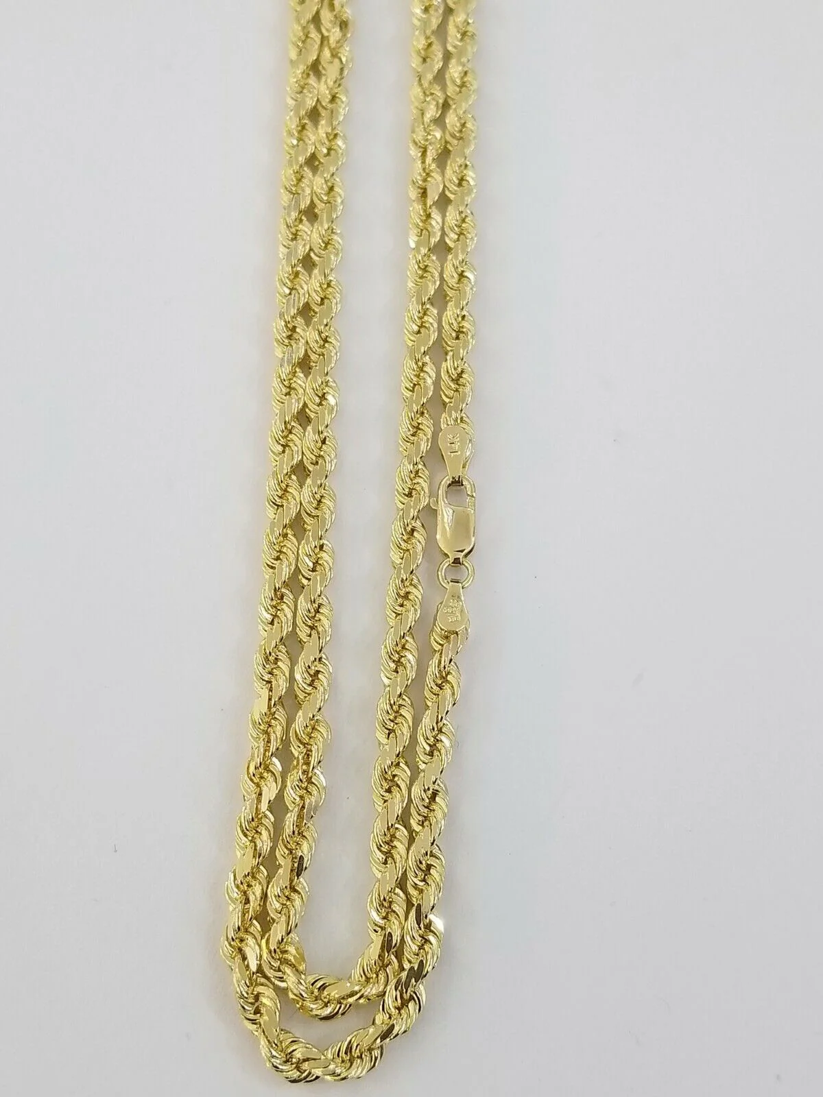 Real 14KT SOLID Yellow Gold 4mm Rope Chain Diamond Cut 22 Inch Real Gold - Image 5