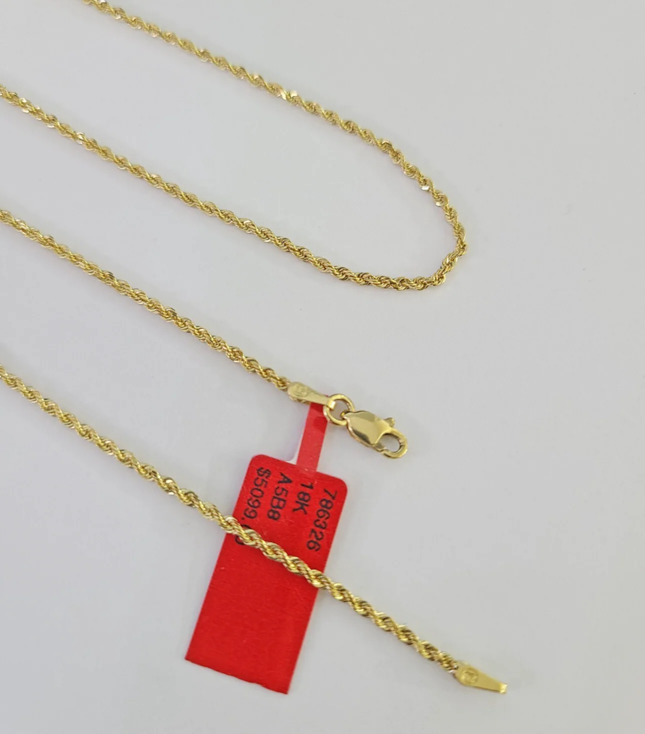 Real 18k Rope Chain Necklace 22 Inches 1mm Yellow Gold Men Women 18KT SOLID - Image 5