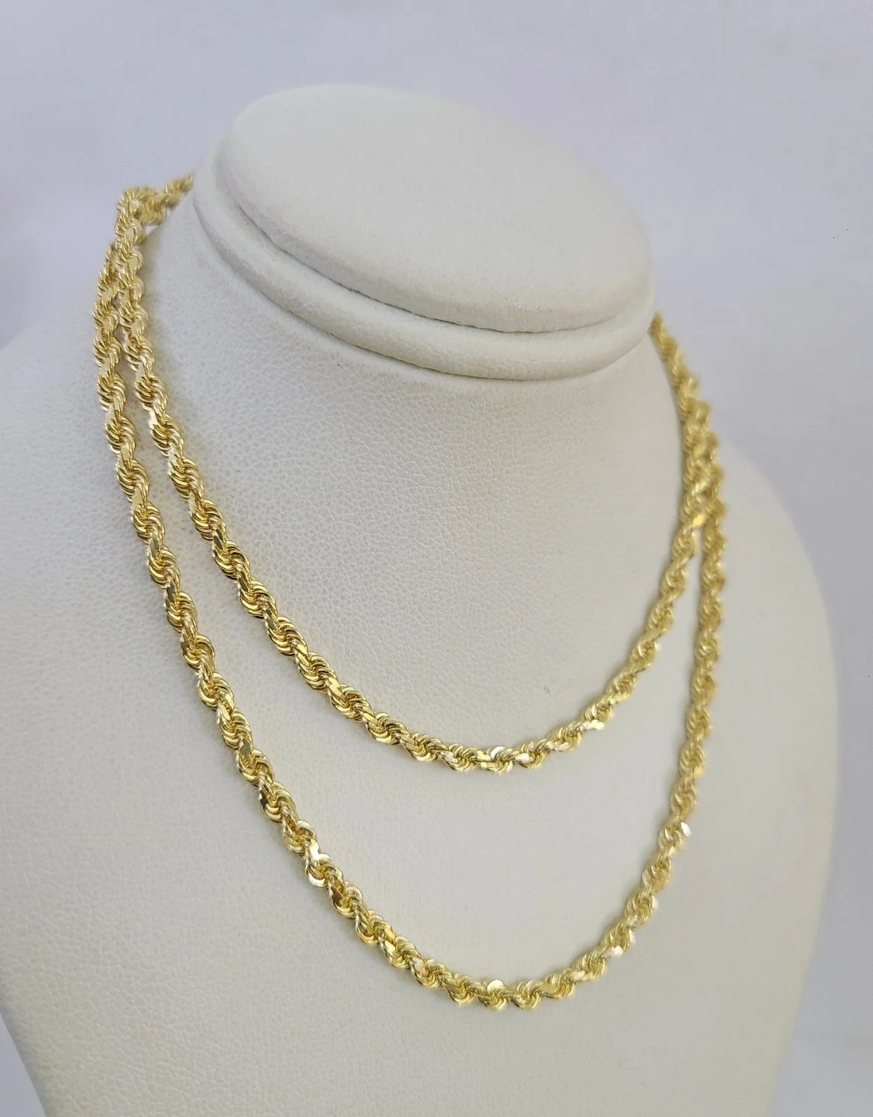 Real 18k Rope Chain Necklace 22 Inches 3mm Yellow Gold Men Women 18KT SOLID - Image 6