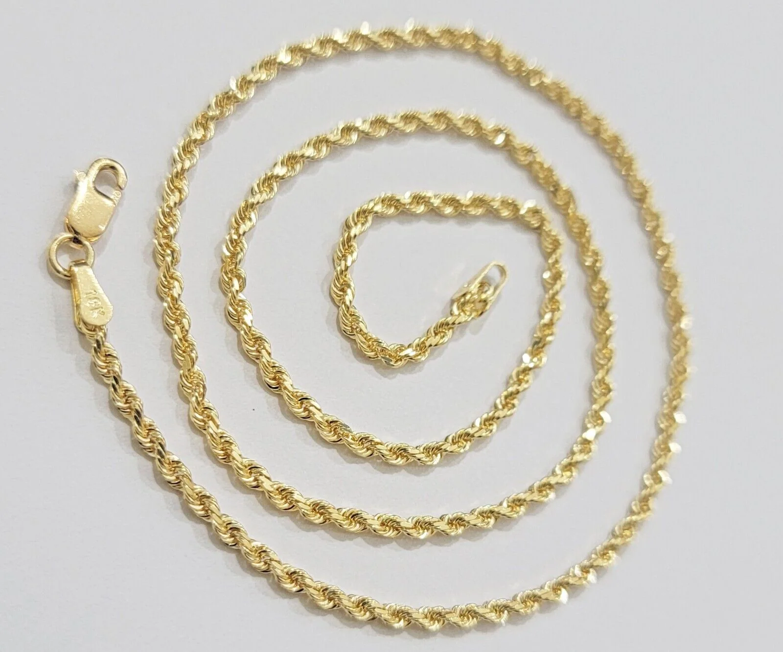 Real 18k Yellow Gold Rope Chain ladies Necklace 2mm 16 Inch Choker Solid 18kt - Image 8