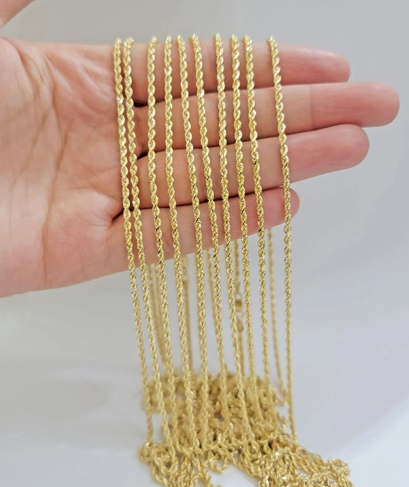 Real 18k Yellow Gold Rope Chain Necklace 20 Inch 2mm Solid 18 KT Men Women, SALE - Image 6