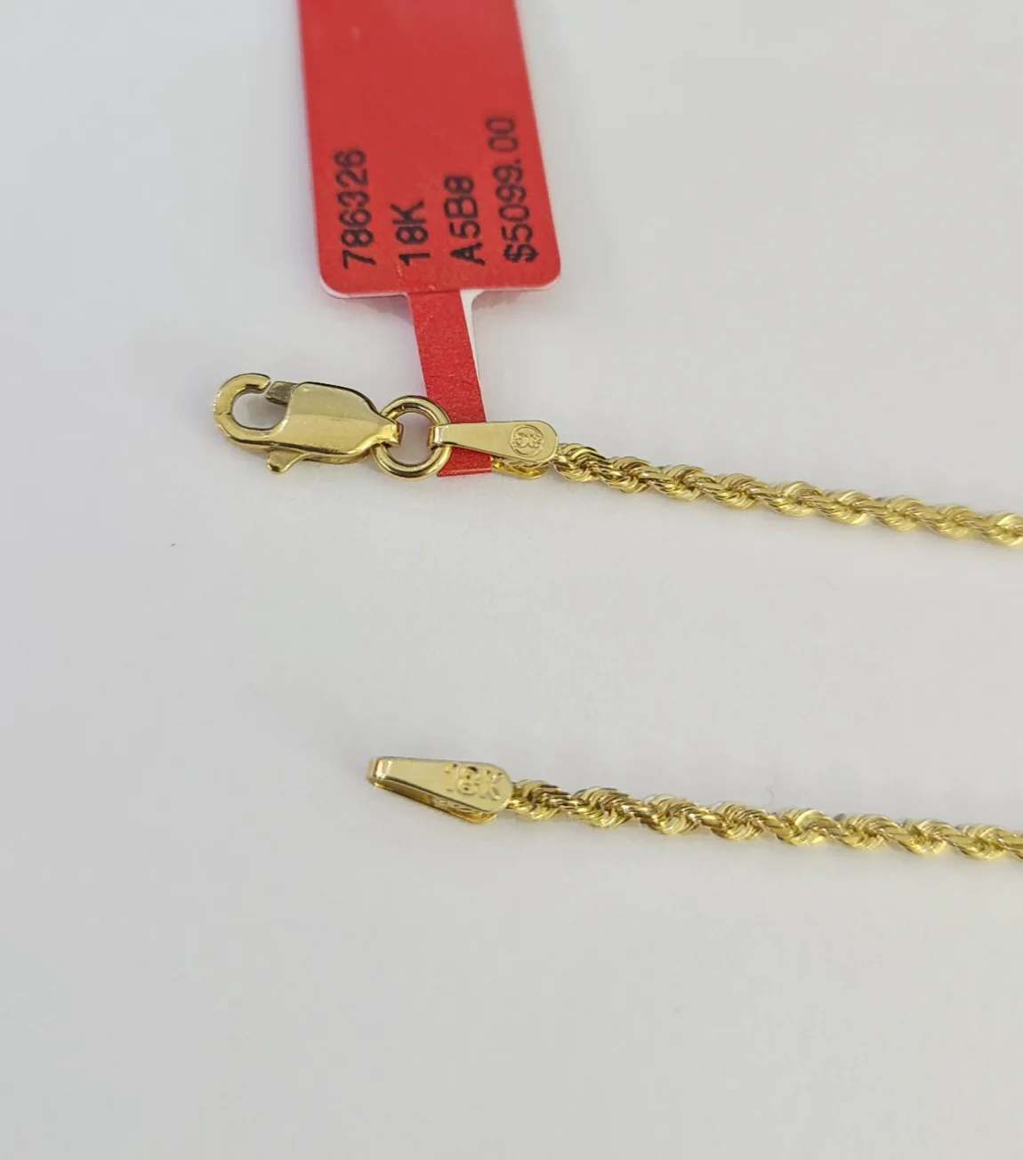 Real 18k Yellow Gold Rope Chain Necklace 20 Inches 1mm Men Women 18KT SOLID - Image 3