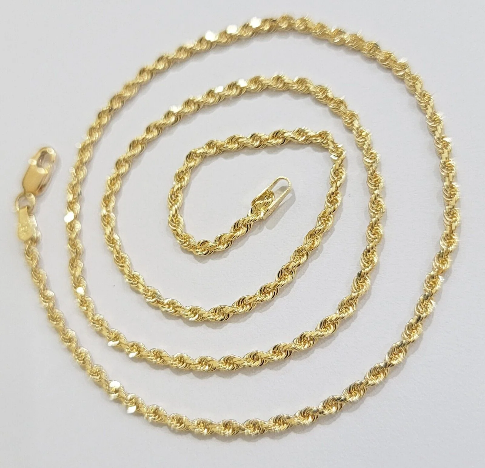 Real 18k Yellow Gold Rope Chain Necklace 22 Inch 2mm Solid 18 KT Men Women, SALE - Image 5