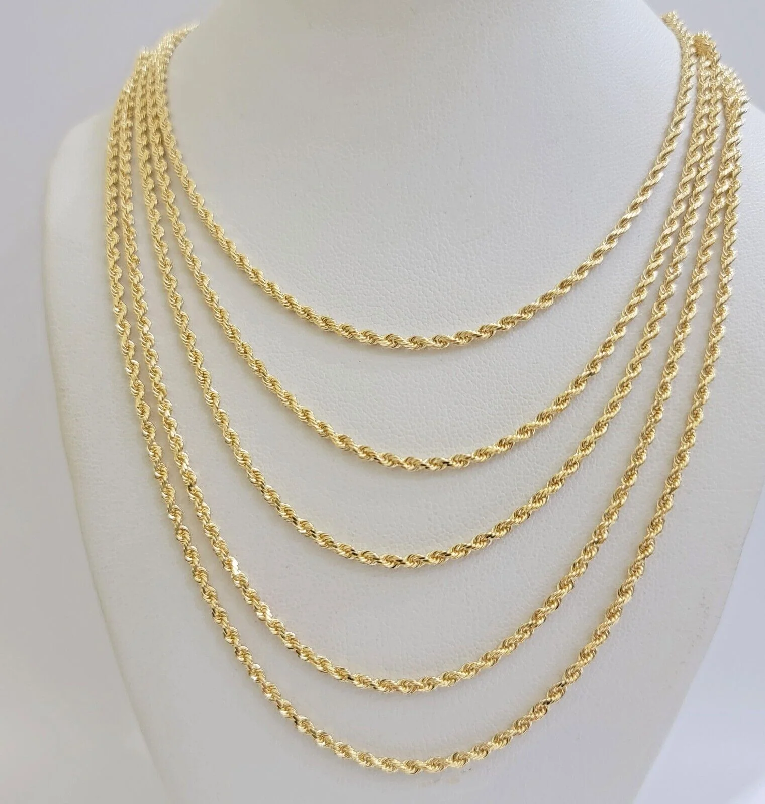 Real 18k Yellow Gold Rope Chain Necklace 22 Inch 2mm Solid 18 KT Men Women, SALE - Image 8