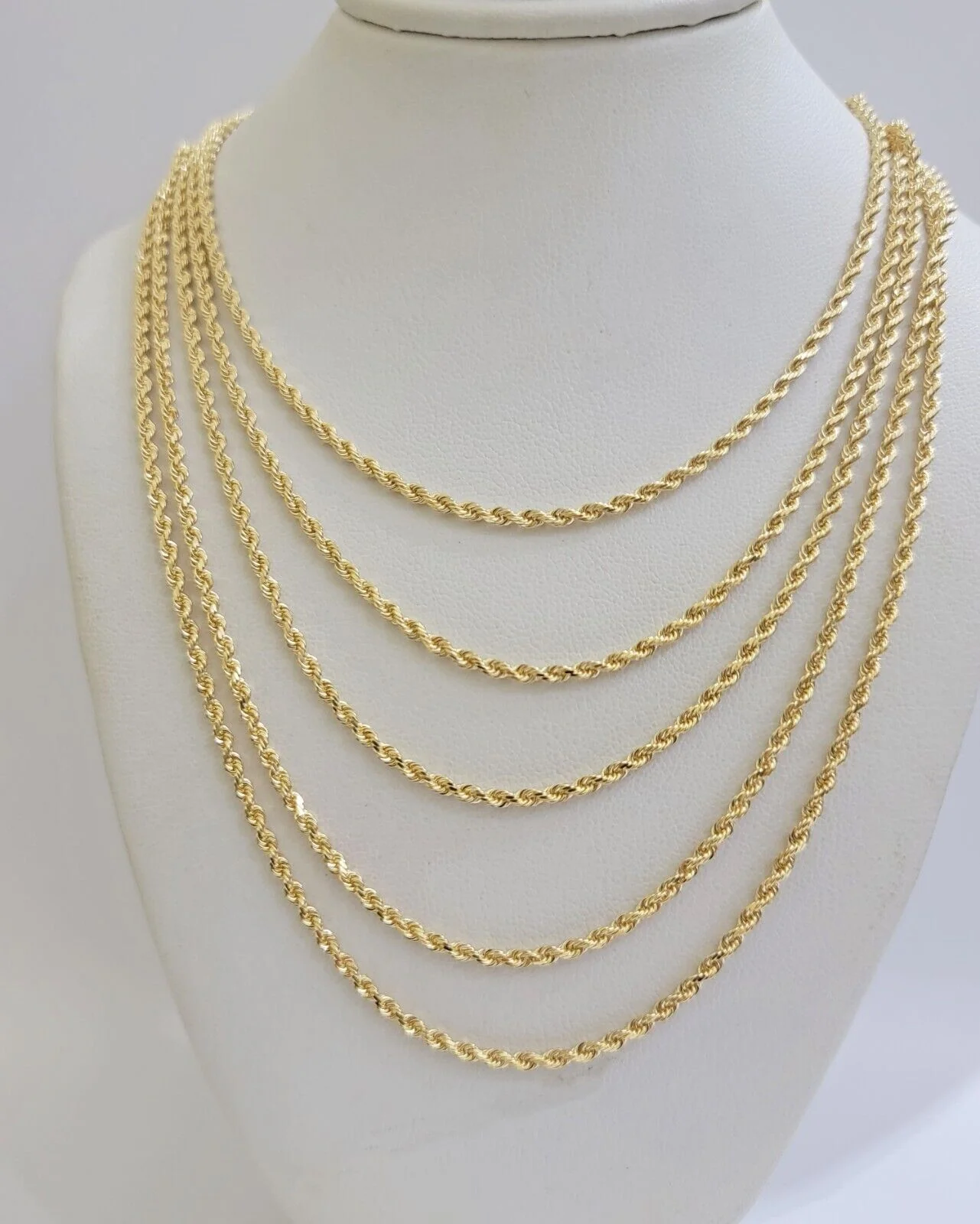 Real 18k Yellow Gold Rope chain necklace 2mm 16-24 Inch Men women SOLID HEAVY - Image 10