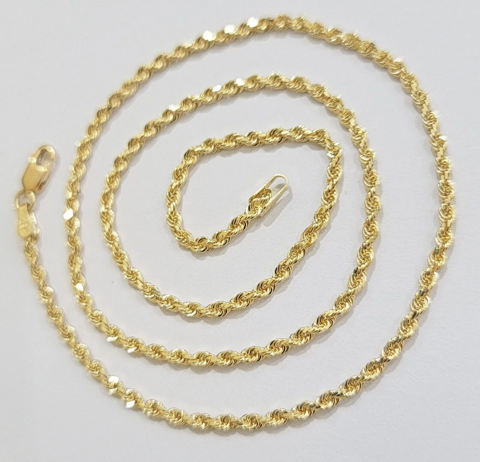 Real 18k Yellow Gold Rope chain necklace 2mm 16-24 Inch Men women SOLID HEAVY - Image 6