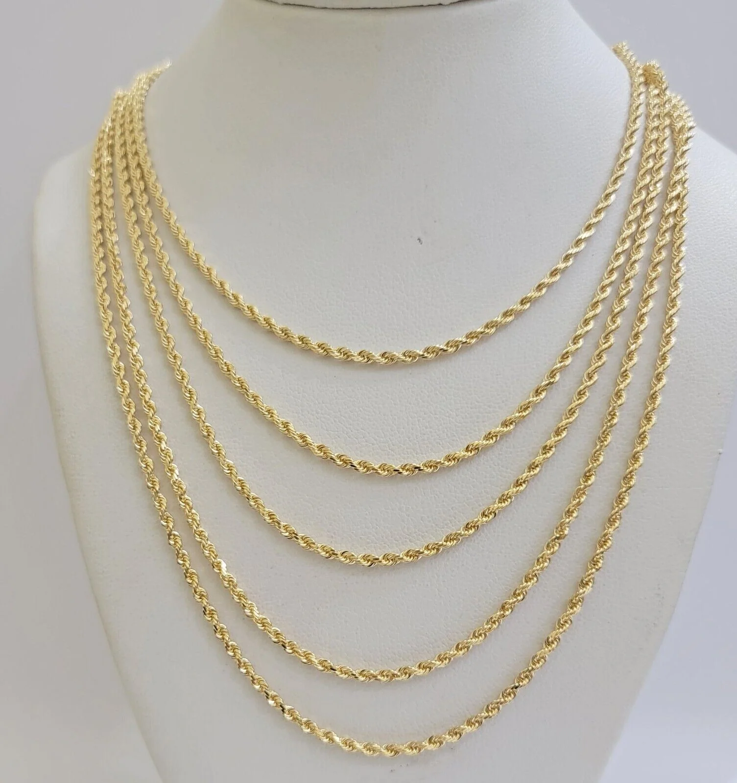 Real 18k Yellow Gold Rope Chain Necklace 2mm 18 Inch Ladies Women Solid 18 KT - Image 7