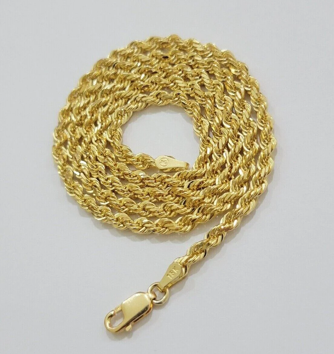 Real 18k Yellow Gold Rope Chain Necklace 3mm 24 Inches Men Women SOLID HEAVY NEW - Image 10
