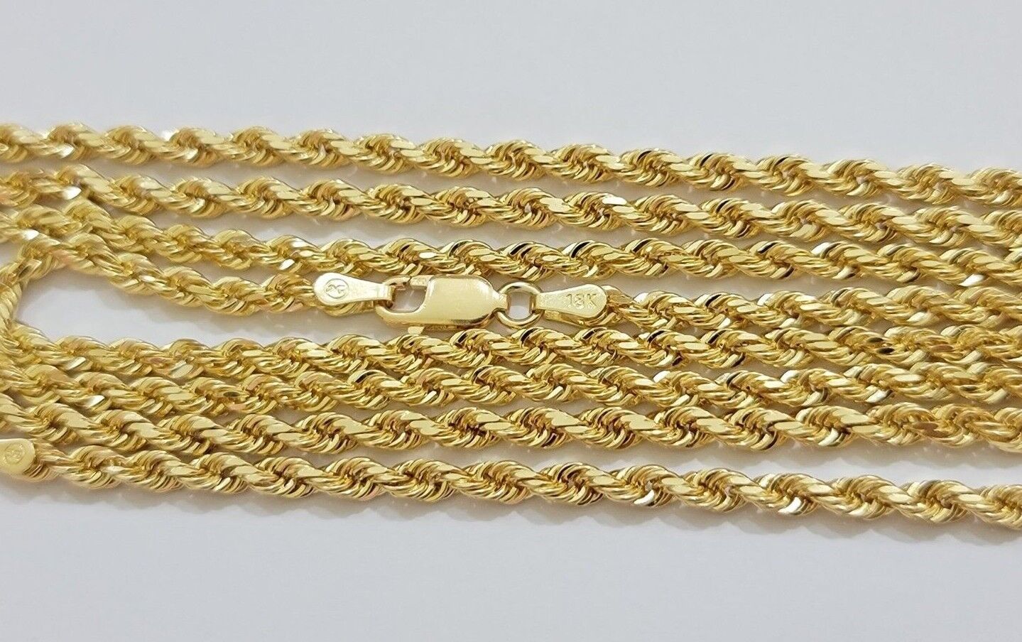 Real 18k Yellow Gold Rope Chain Necklace 3mm 26'' Inch Men Women SOLID HEAVY NEW - Image 7