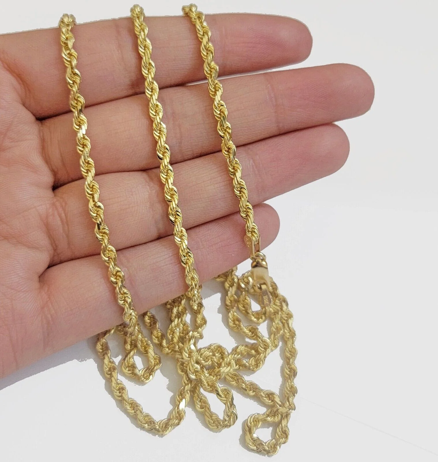 REAL 18k Yellow Gold Rope Chain Necklace SOLID 18-26 Inch 3mm 18kt Men's , Women - Image 13