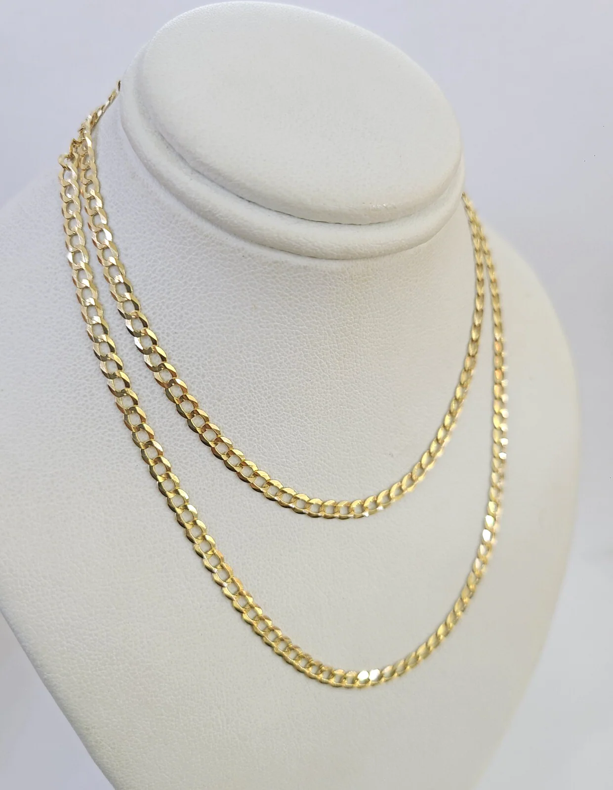 Real 18kt Cuban Curb Chain Necklace 3mm 22 Inch Yellow Gold Men Women SOLID - Image 3
