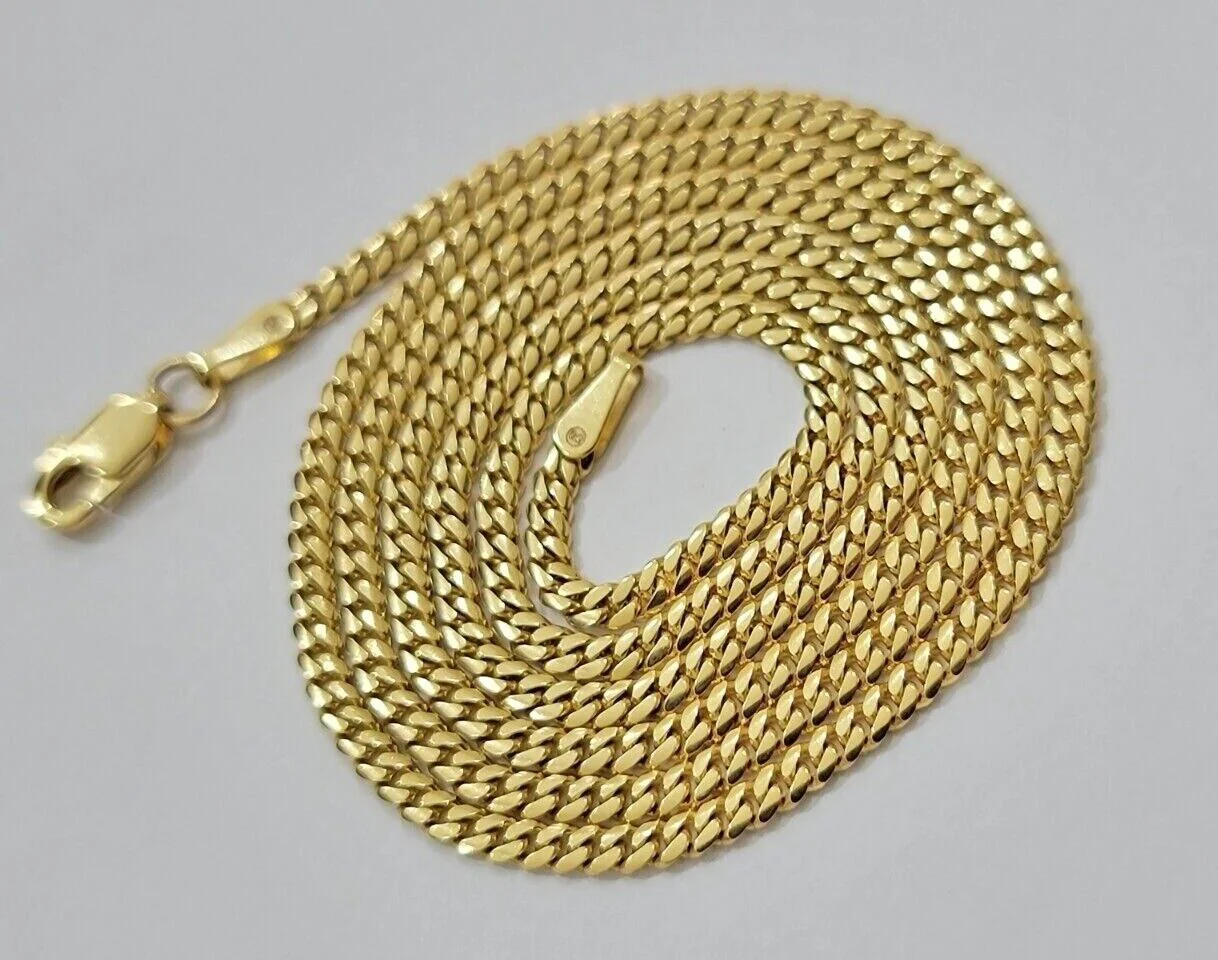 Real 18kt Yellow Gold Miami Cuban Chain Necklace 3mm 18 Inch Men Women SOLID NEW - Image 6