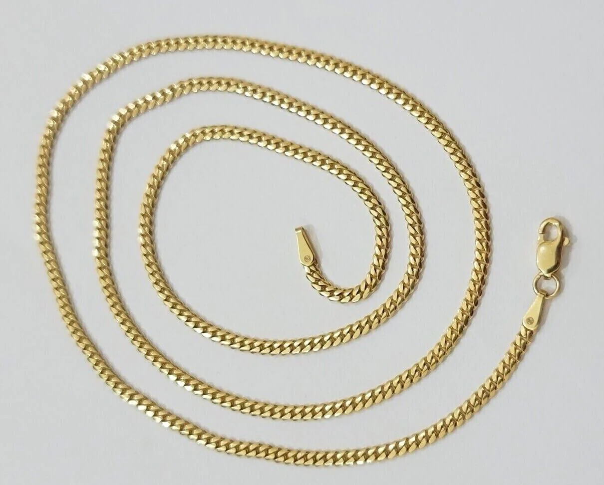 Real 18kt Yellow Gold Miami Cuban Chain Necklace 3mm 20'' Inches Men Women SOLID - Image 2