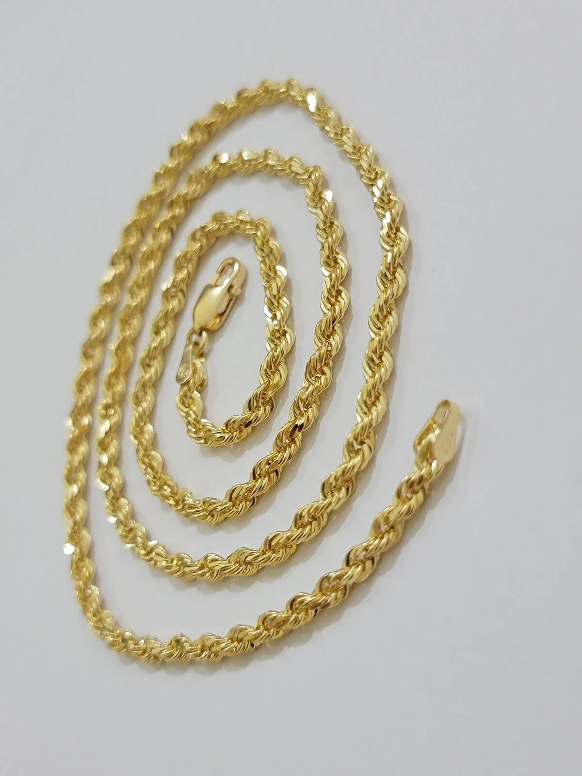 Real 18kt Yellow Gold Rope chain necklace 3mm 18-26 Inches Men women SOLID HEAVY - Image 11