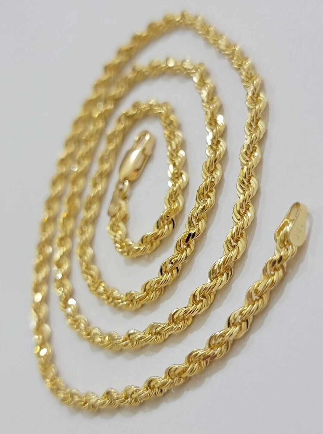 Real 18kt Yellow Gold Rope Chain Necklace 3mm 22 Inch Men Women SOLID HEAVY SALE - Image 5