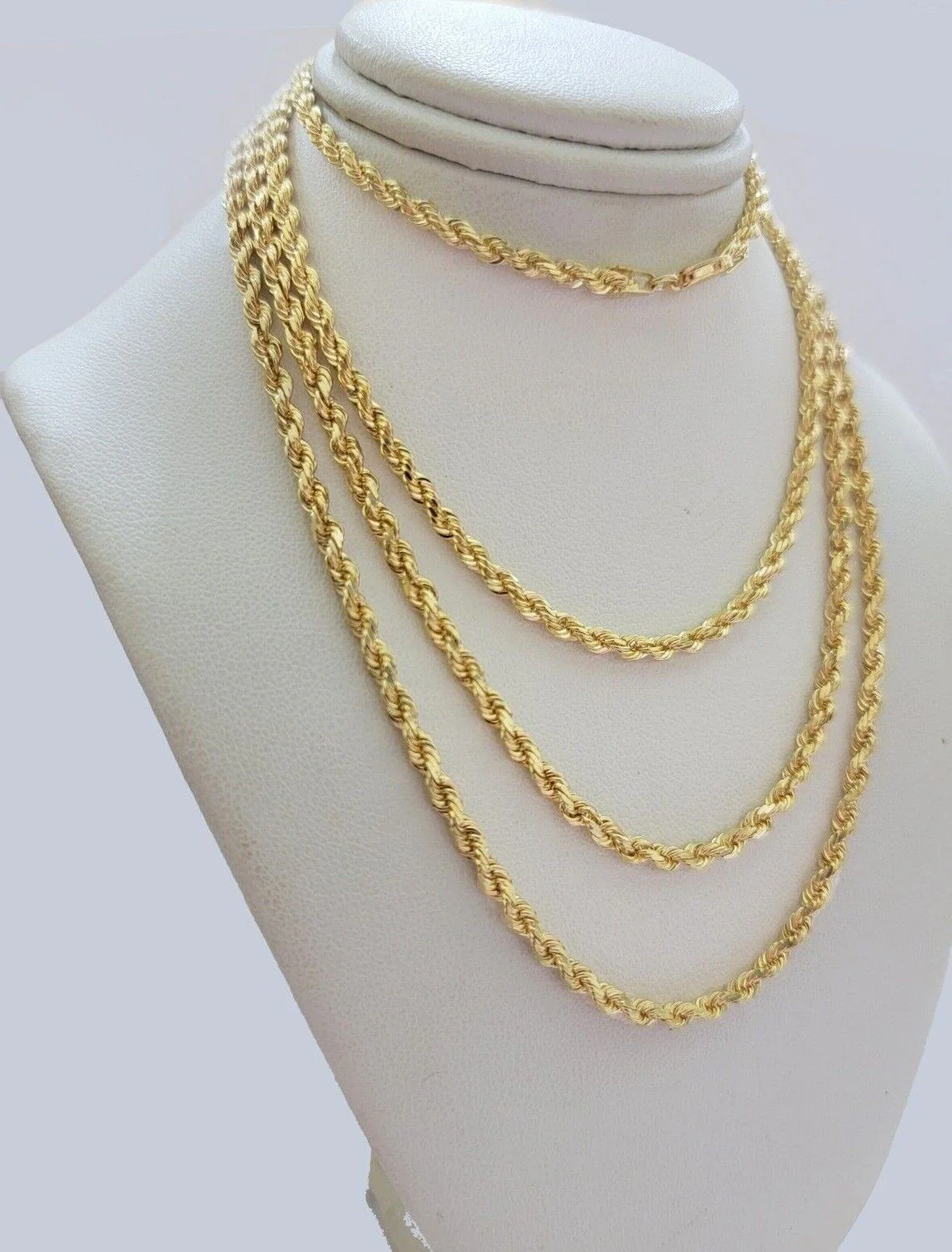 Real 18kt Yellow Gold Rope Chain Necklace 3mm 22 Inch Men Women SOLID HEAVY SALE - Image 6
