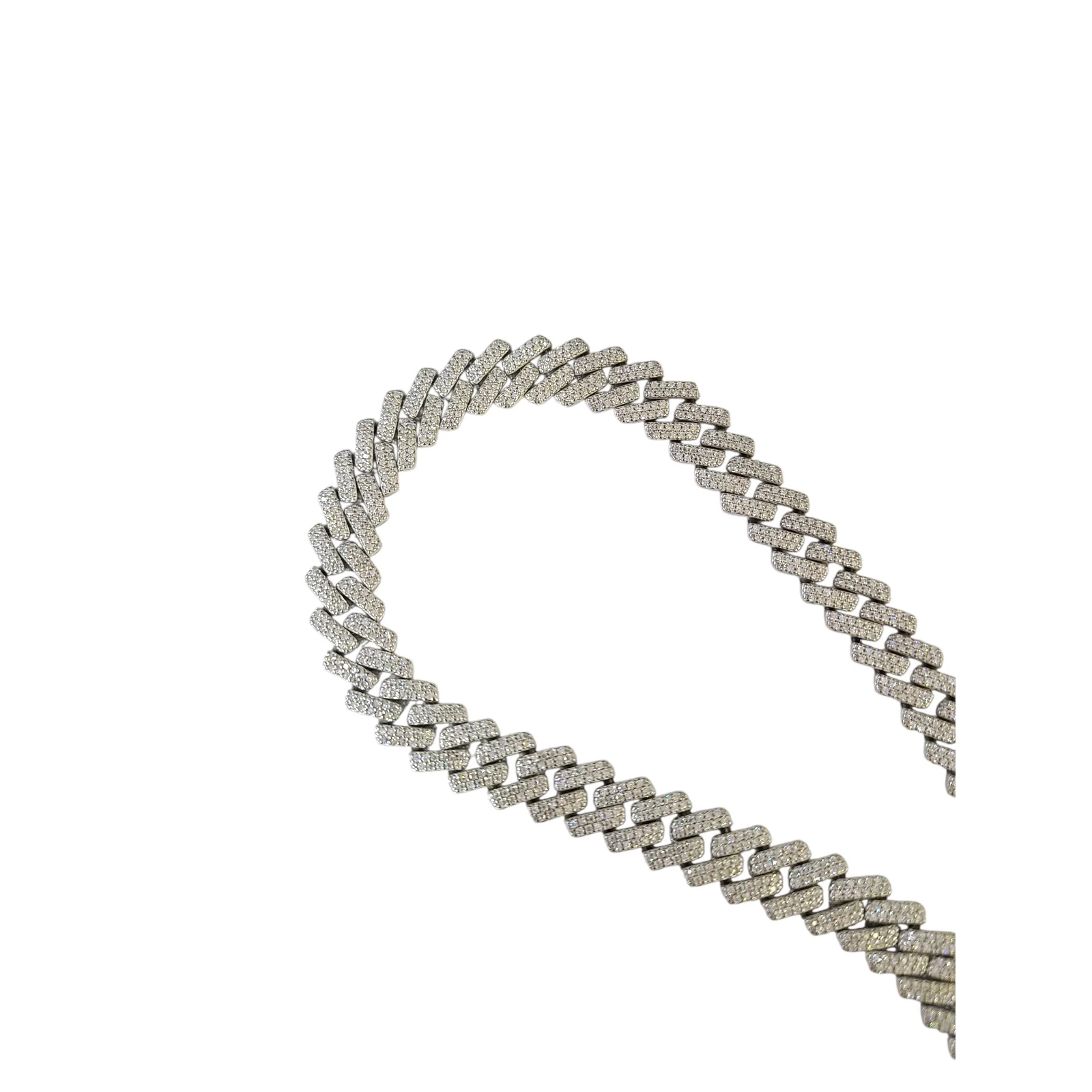 Moissanite Necklace Cuban Link Chain Real 925 Silver 22 Inch 10mm For Ladies - Image 4