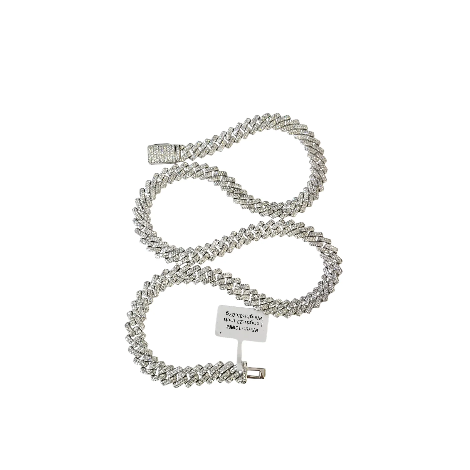 Moissanite Necklace Cuban Link Chain Real 925 Silver 22 Inch 10mm For Ladies - Image 8