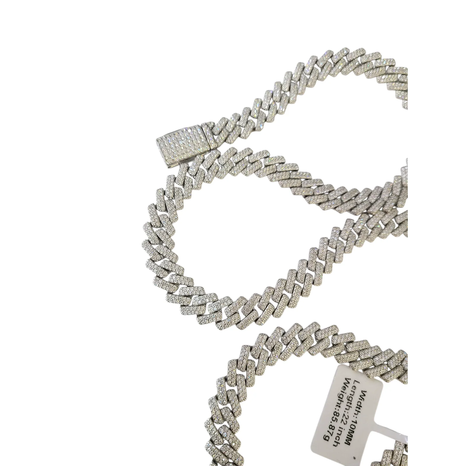 Moissanite Necklace Cuban Link Chain Real 925 Silver 22 Inch 10mm For Ladies - Image 9